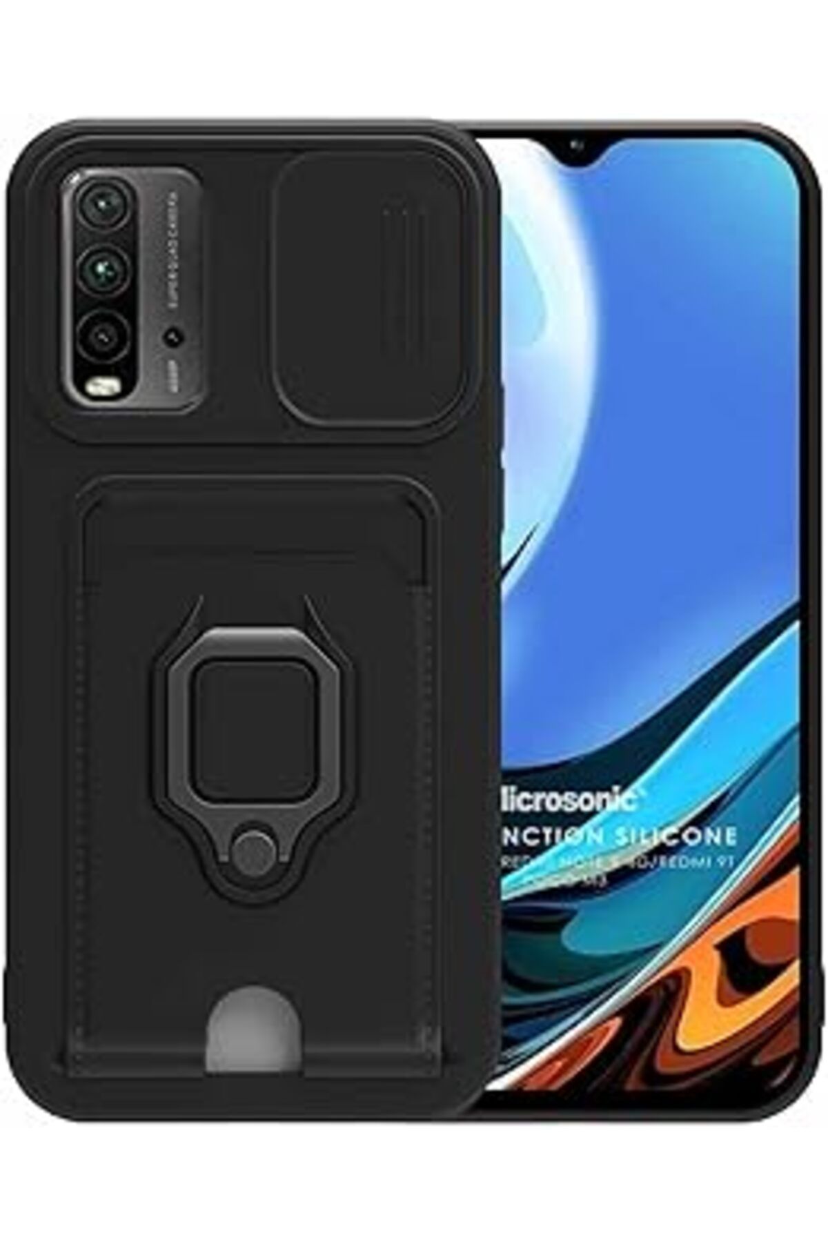 Karachil Microsonic Xiaomi Redmi Note 9 4G Için Kılıf Multifunction Silicone Siyah [Redmi Note 9 4G Ile Uyum