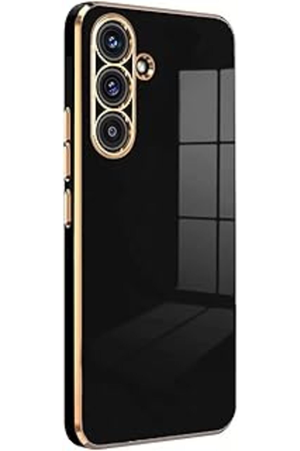 Pazarcan Microsonic Samsung Galaxy A55 Kılıf Olive Plated Siyah [Galaxy A55 Ile Uyumlu Kılıf - Siyah]