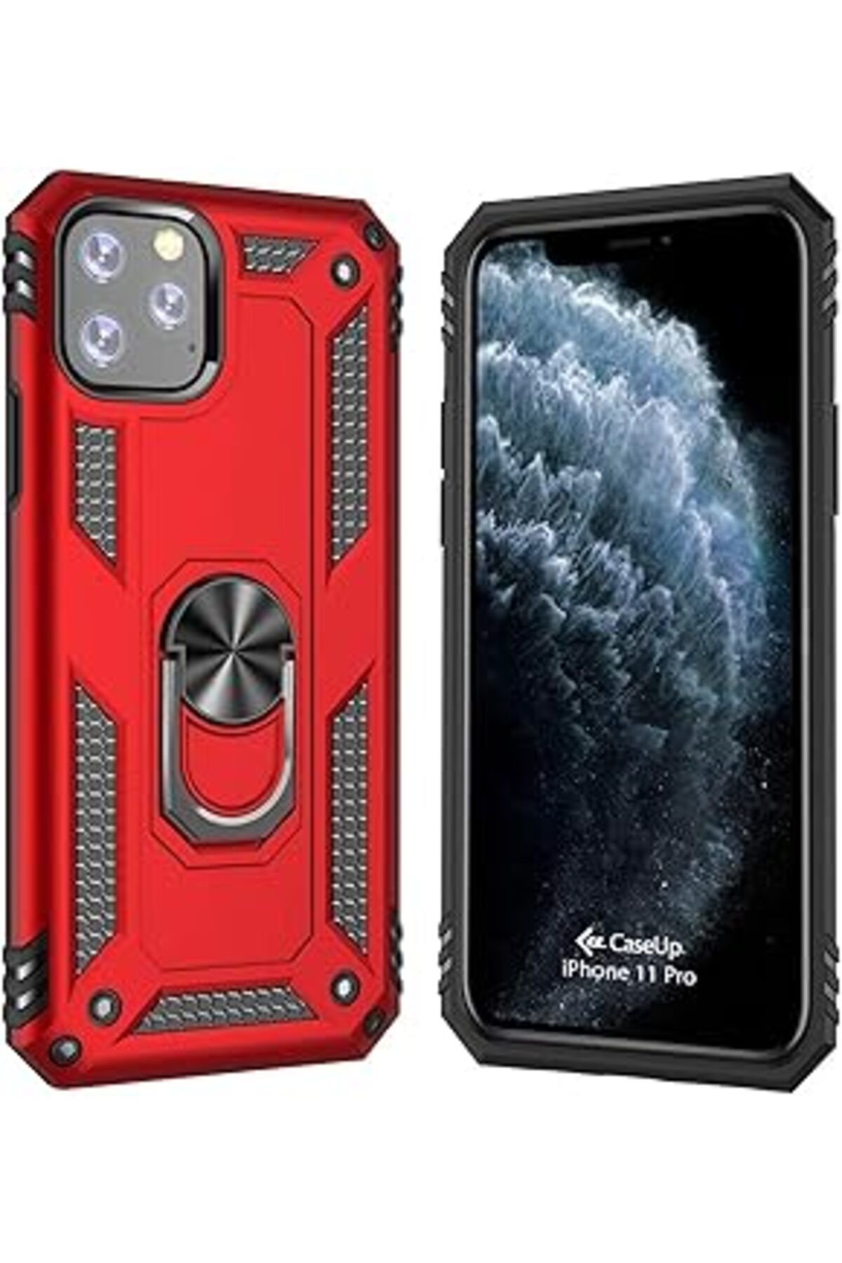 Pazarcan Caseup Iphone 11 Pro, Caseup Magnetic Ring Uyumlu Kılıf Kırmızı