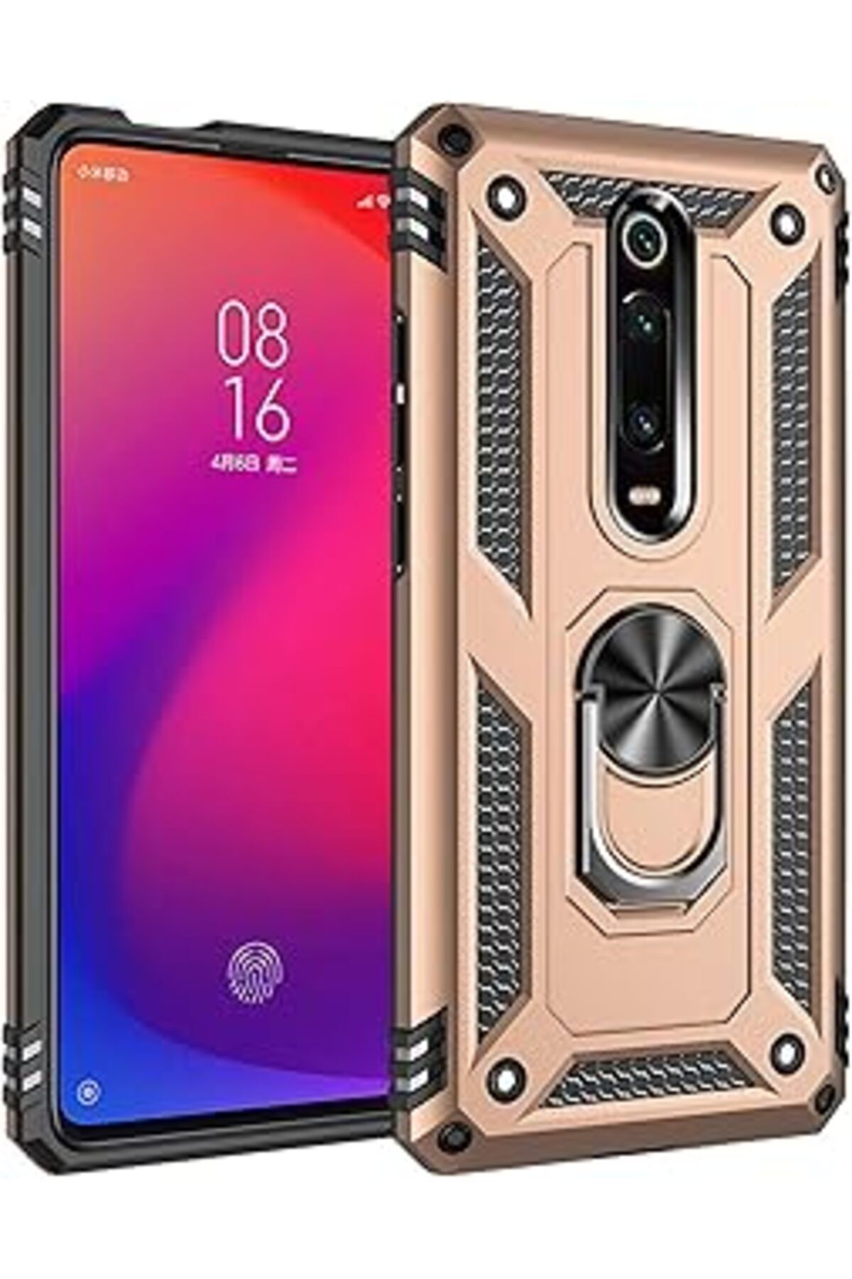 Pazarcan Microsonic Redmi K20 Kılıf Military Ring Gold [Redmi K20 Ile Uyumlu Kılıf - Gold]