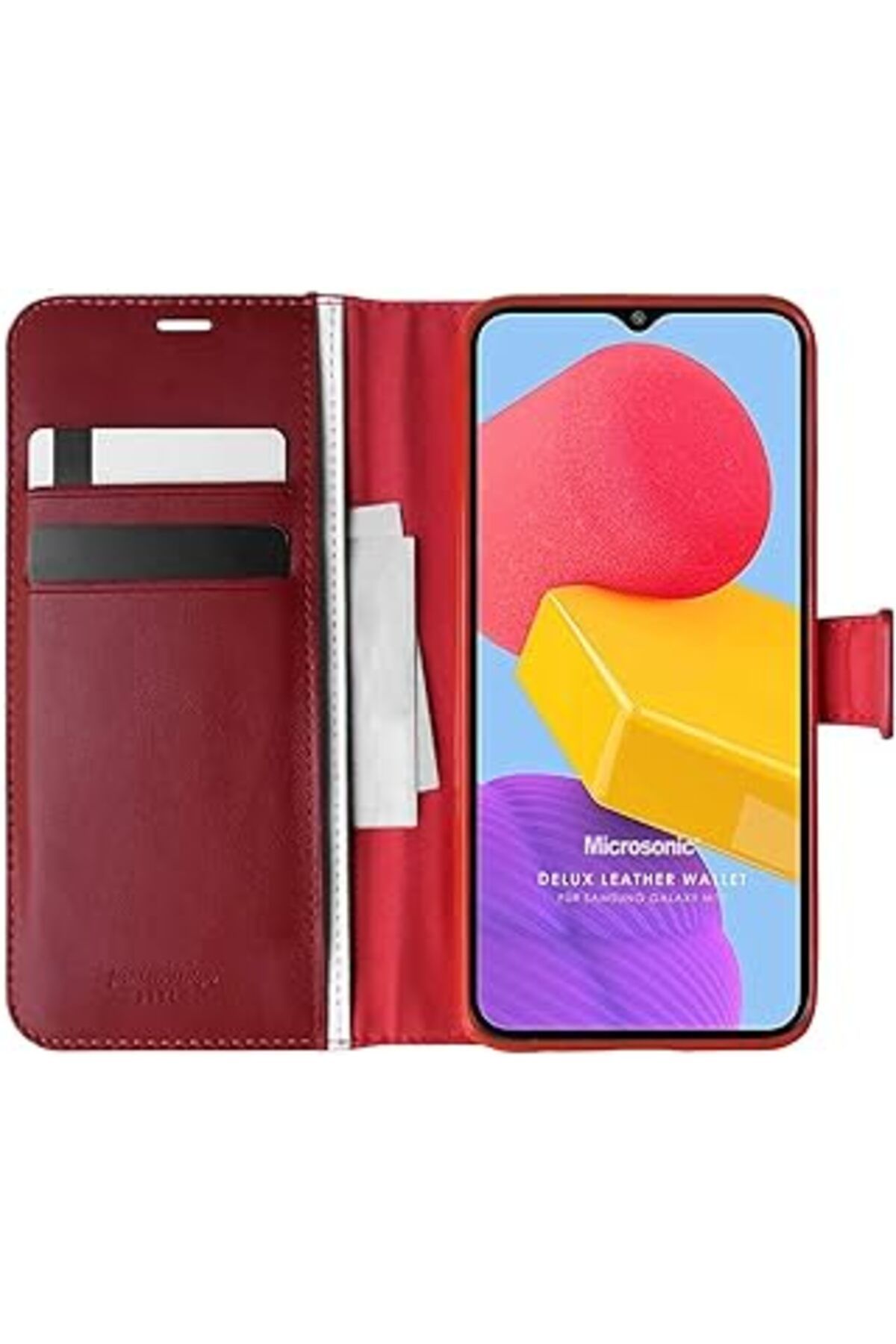 Qedii Microsonic Samsung Galaxy M13 Için Kılıf Delux Leather Wallet Kırmızı [galaxy M13 Ile Uyumlu Kılıf