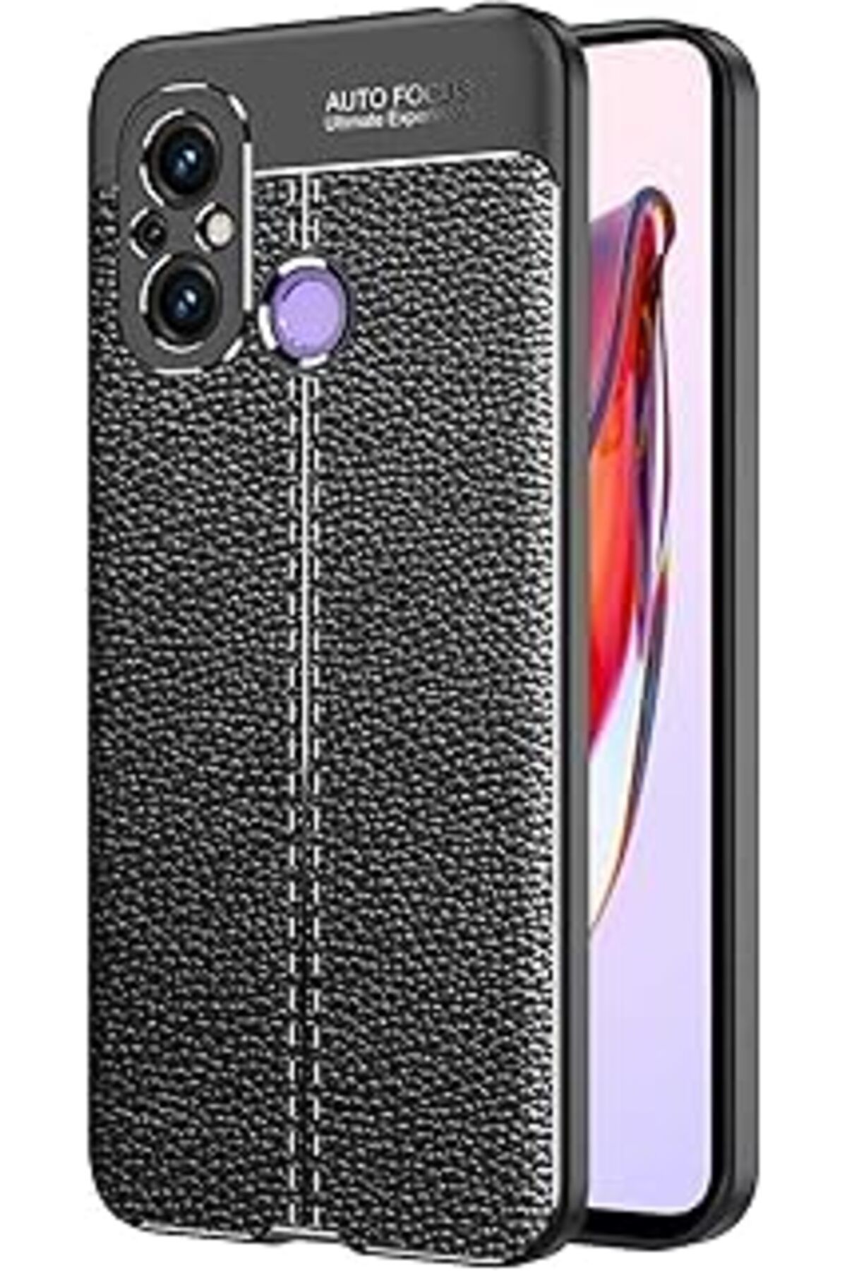Karachil Microsonic Xiaomi Redmi 12C Için Kılıf Deri Dokulu Silikon Siyah [Redmi 12C Ile Uyumlu Kılıf - Siya