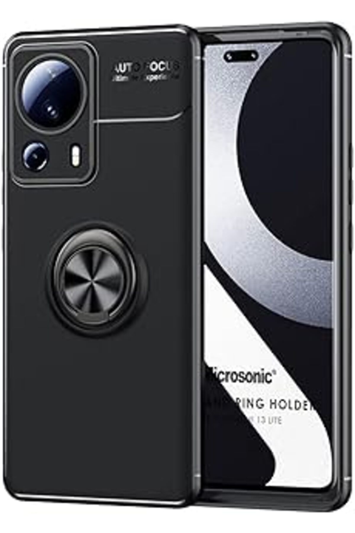 Pazarcan Microsonic Xiaomi Mi 13 Lite Için Kılıf Kickstand Ring Holder Siyah [Mi 13 Lite Ile Uyumlu Kılıf -