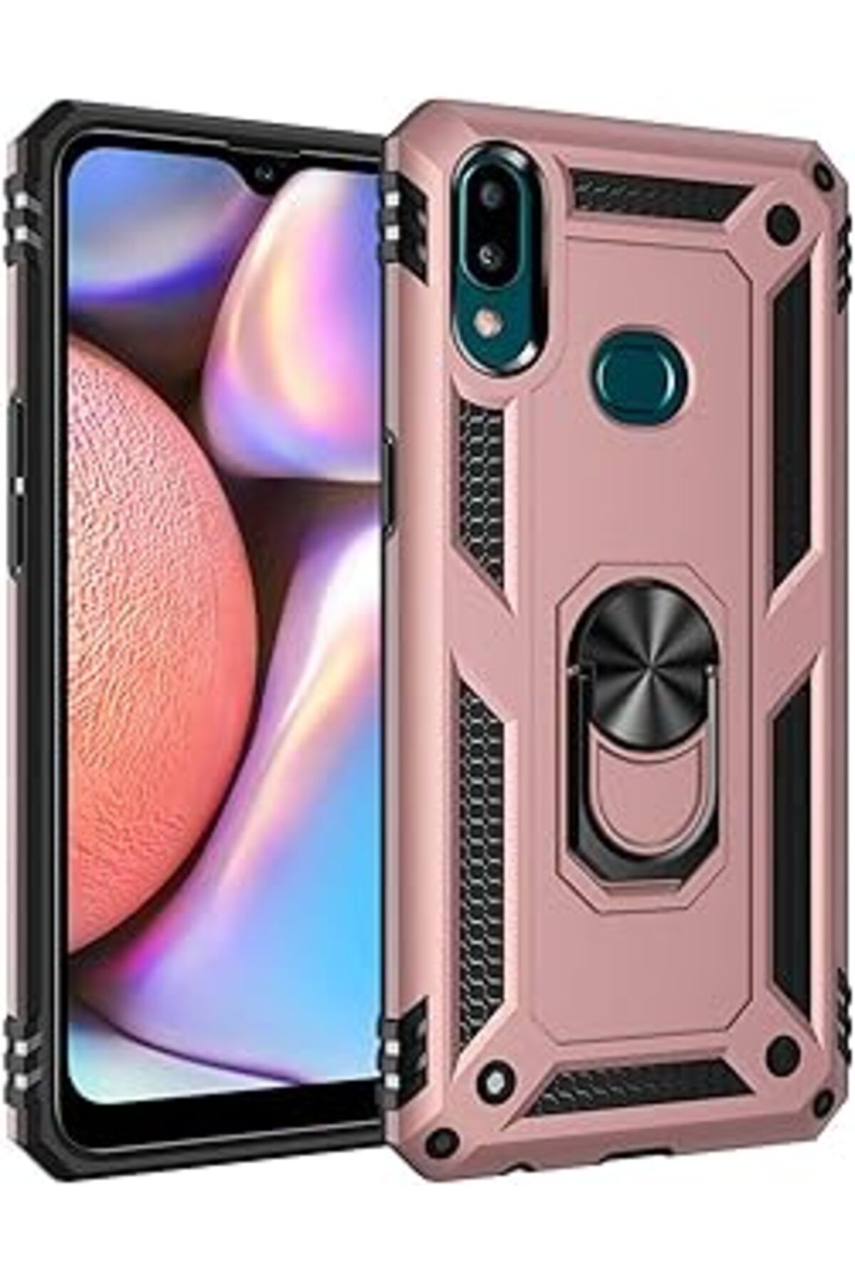 Pazarcan Microsonic Samsung Galaxy A10S Için Kılıf Military Ring Holder Rose Gold [Galaxy A10S Ile Uyumlu Kı