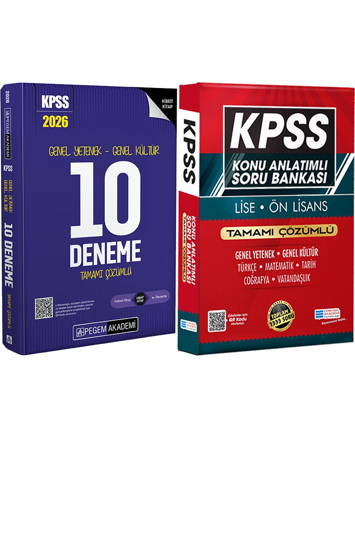 Pegem Akademi Yayıncılık 2026 KPSS Genel Yetenek Genel Kültür Çözümlü 10 Deneme - Lise Önlisans Konu Ant. Soru Hediye