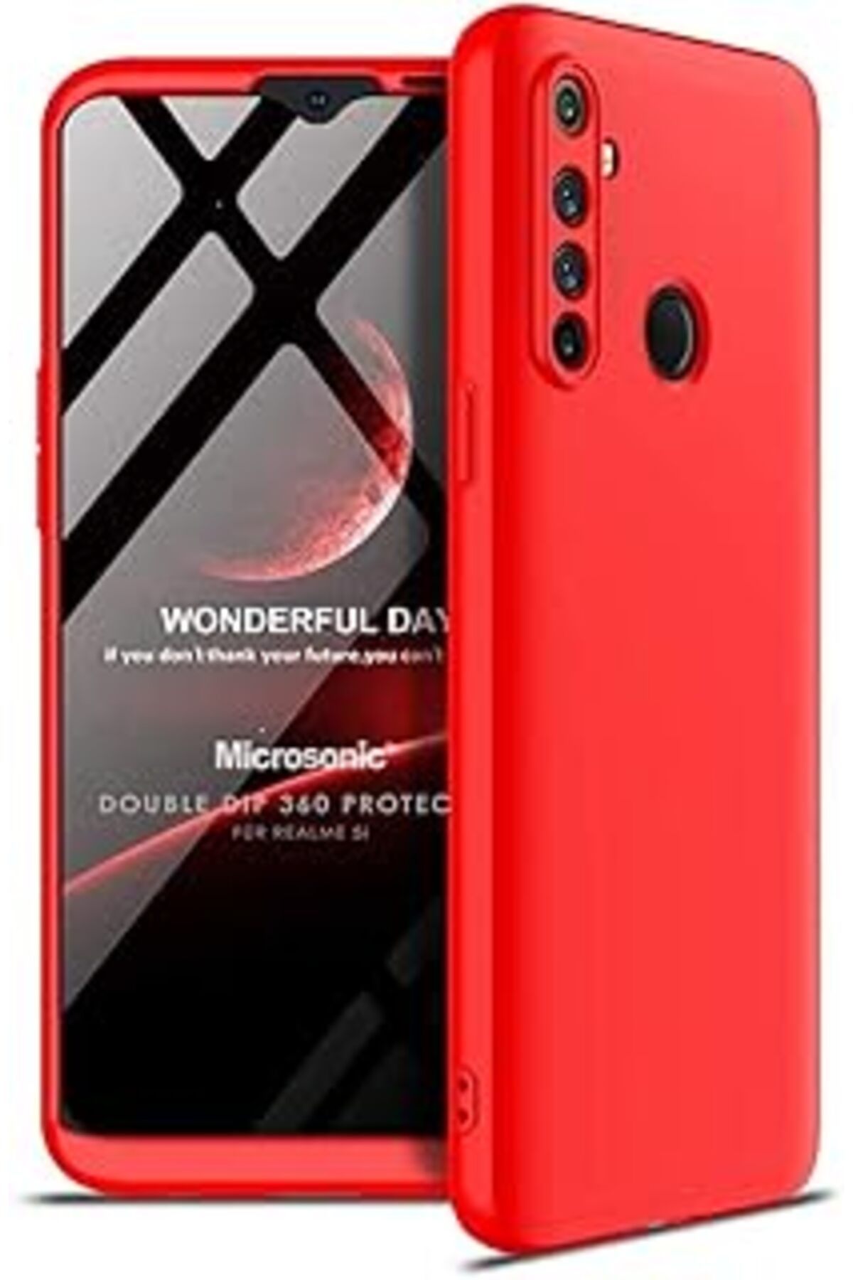 Karachil Microsonic Realme 5I Için Kılıf Double Dip 360 Protective Kırmızı [Realme 5I Ile Uyumlu Kılıf - Kır