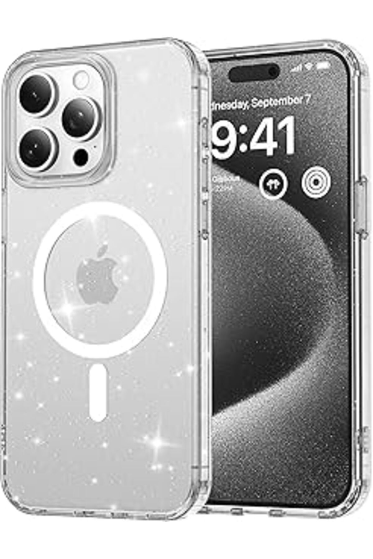Pazarcan Iphone 16 Pro Magshine Serisi Magsafe Ile Uyumlu Göz Alıcı Ve Şık Simli Arka Tasarım Yüksek Kalite