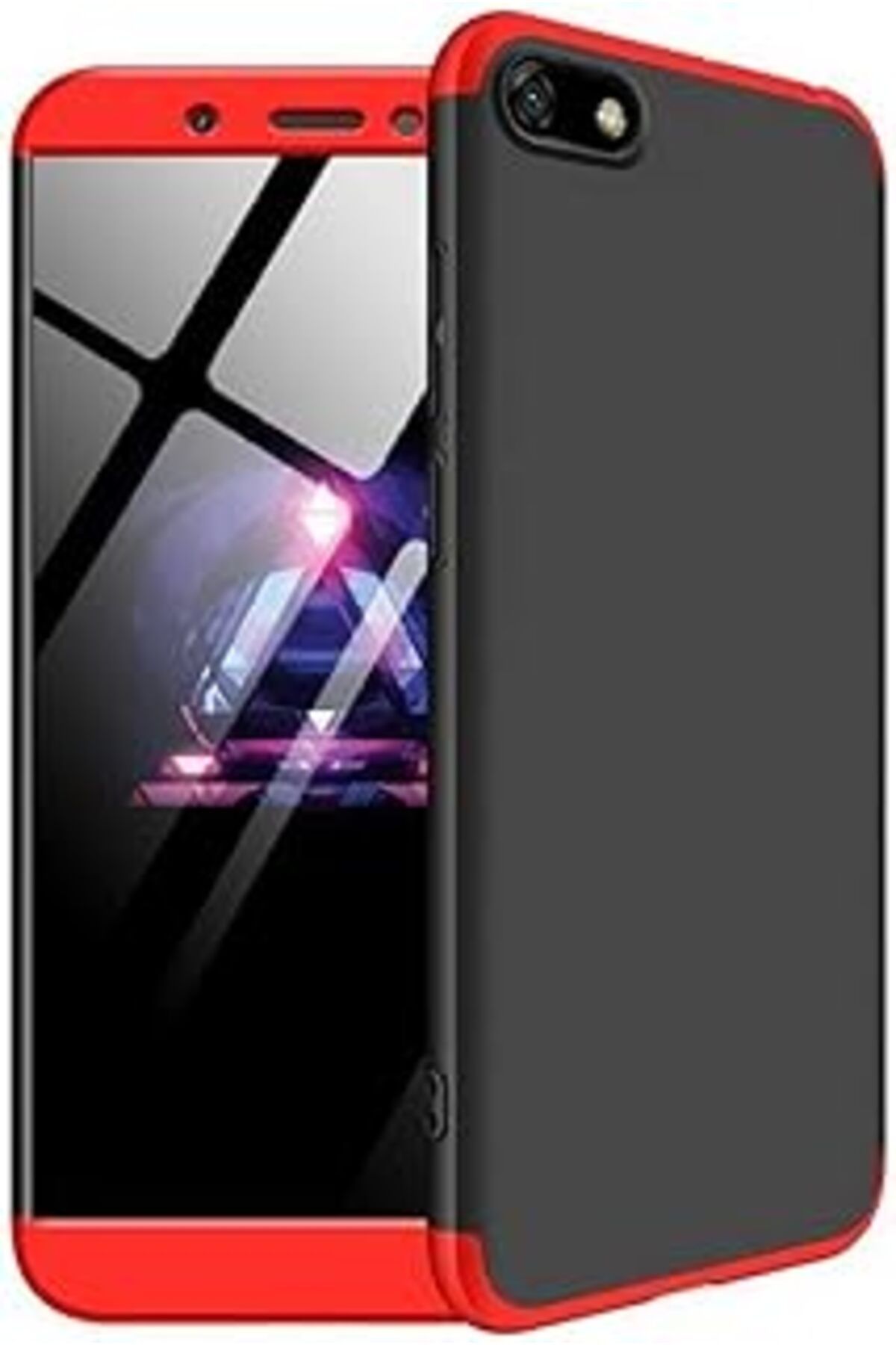Pazarcan Microsonic Huawei Y5 2018 Için Kılıf Double Dip 360 Protective Siyah Kırmızı [y5 2018 Ile Uyumlu Kı