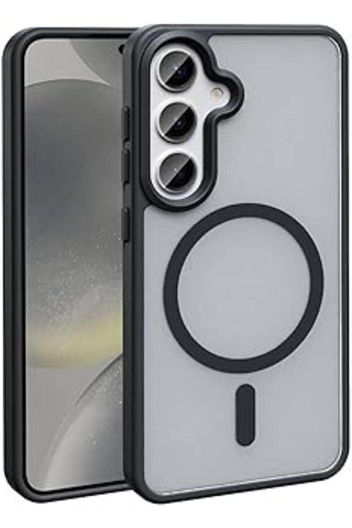 Qedii Galaxy S23 Fe Kılıf Magsafe Uyumlu Şarj Özellikli Mat Arka Yüzey Zore Sio Kapak-Siyah