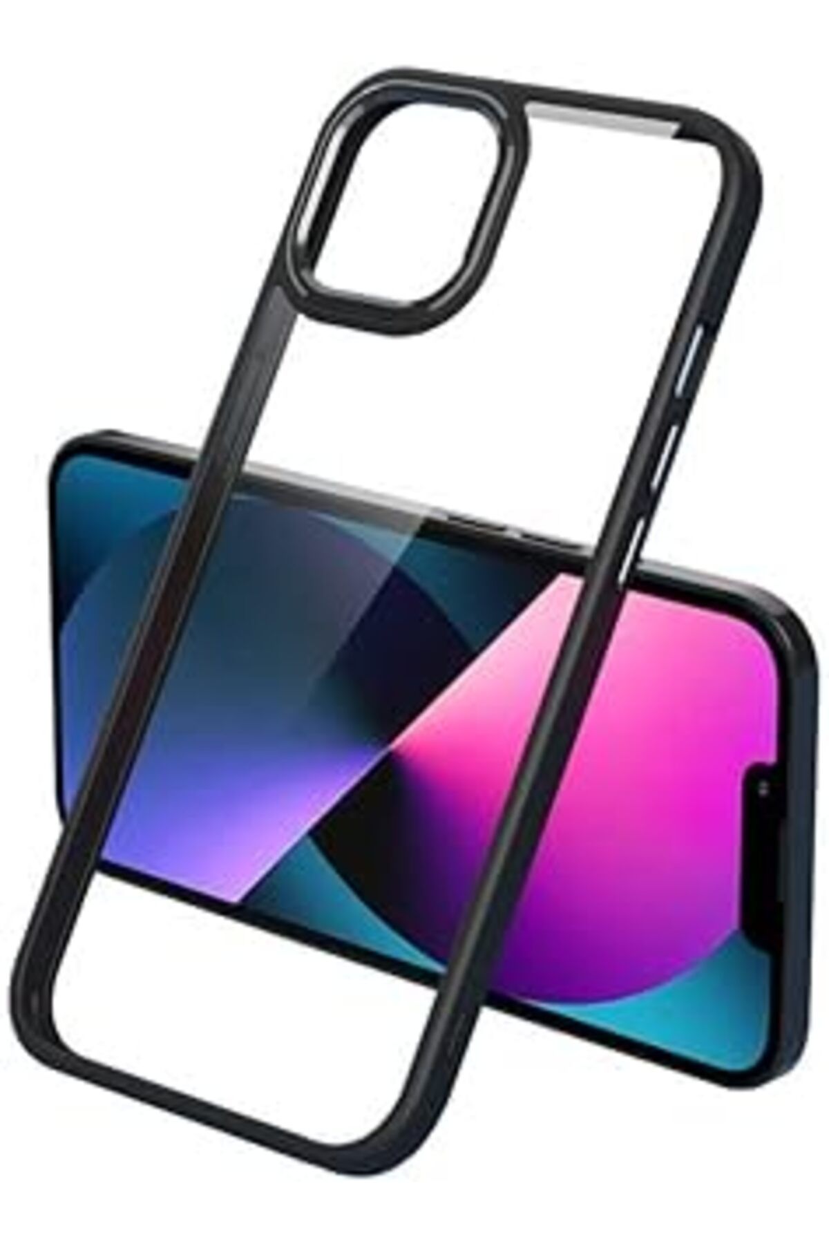Pazarcan Zore İle Uyumlu Iphone 13 Pro Kılıf Krom Kapak, Siyah