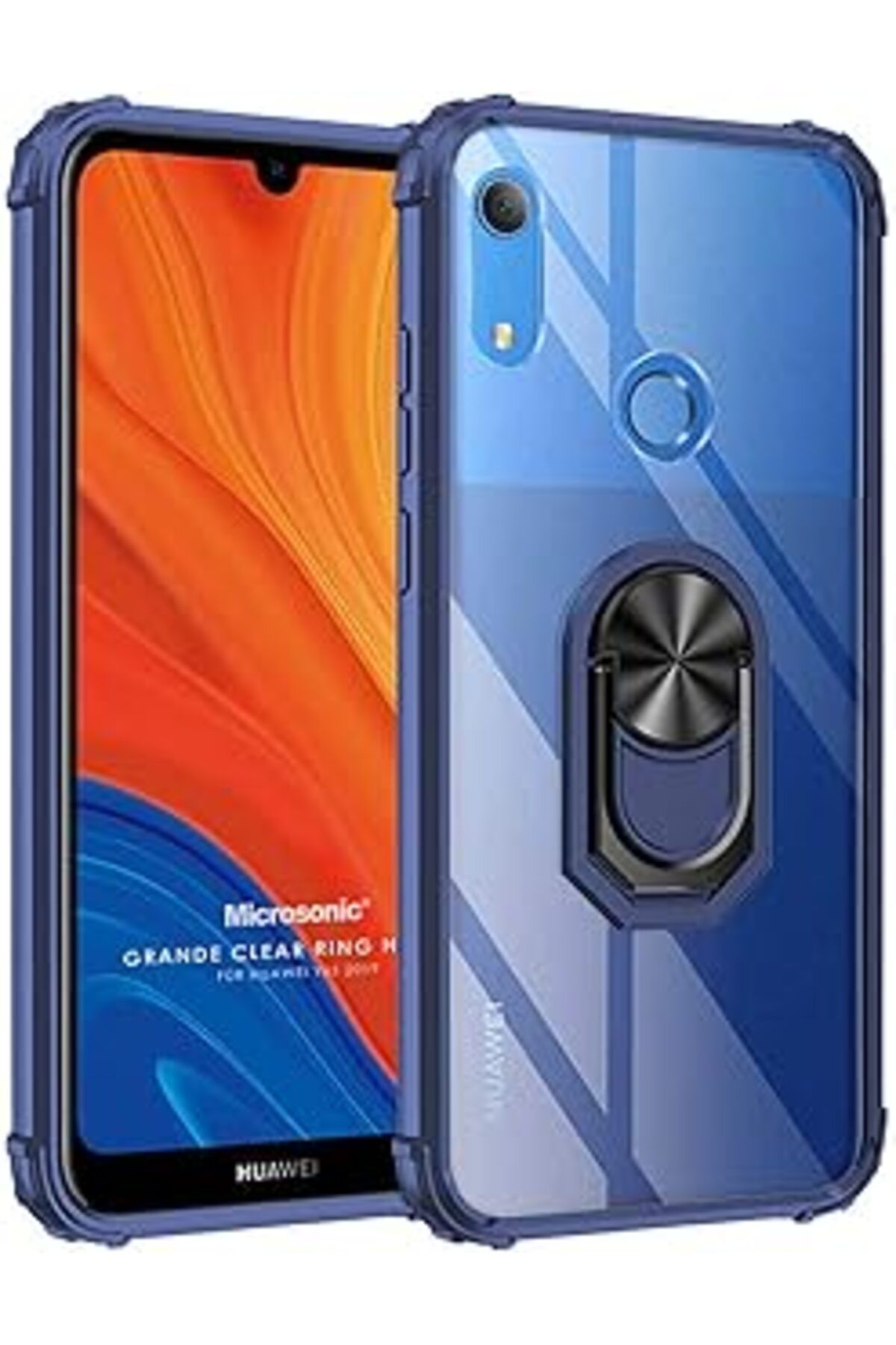 Pazarcan Microsonic Huawei Y6S 2019 Kılıf Grande Clear Ring Lacivert [Y6S 2019 Ile Uyumlu Kılıf - Lacivert]