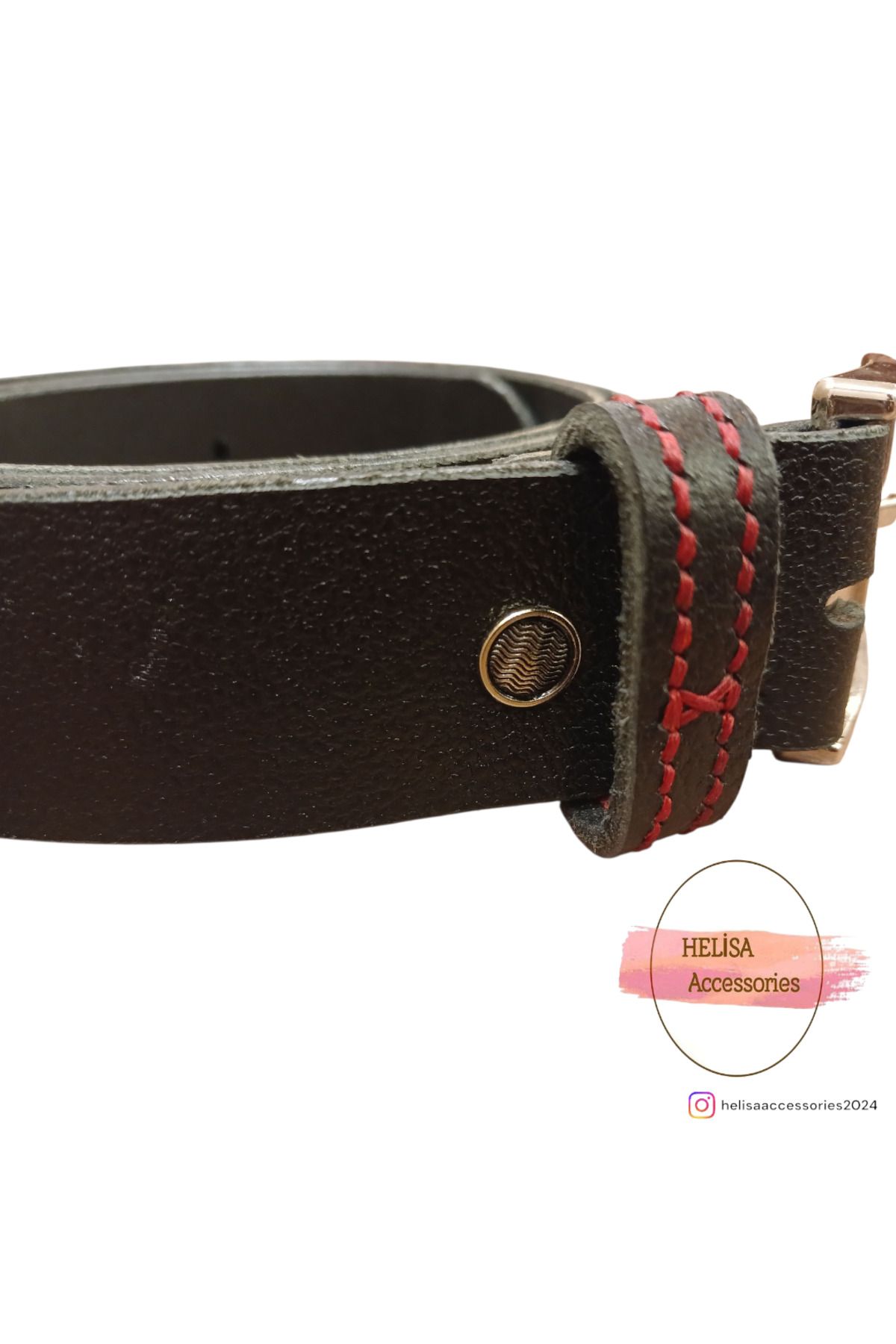 HELİSA ACCESSORİES EL YAPIMI 1. KALİTE HAKİKİ DERİ SİYAH ERKEK KEMERİ