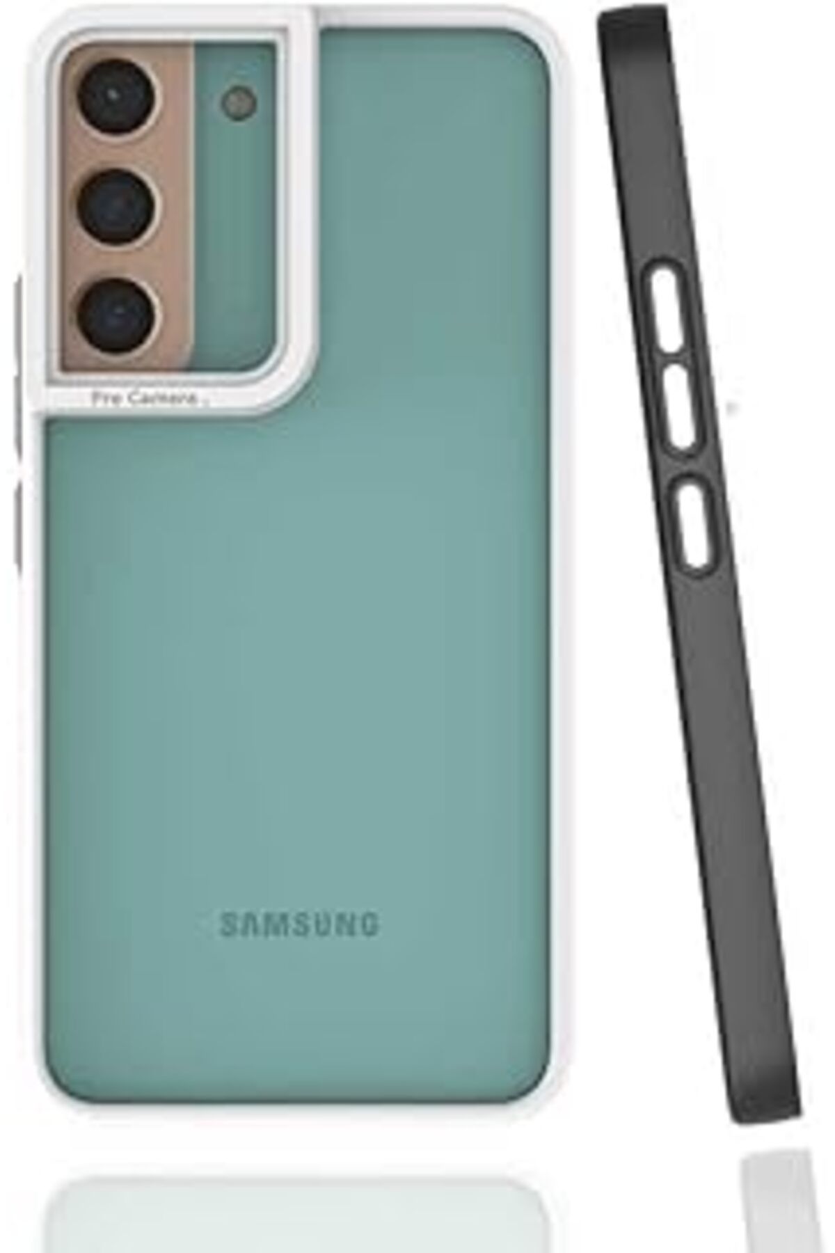Pazarcan Ehr. Galaxy S22 Uyumlu Kamera Korumalı Arkası Mat Yanları Renkli Tpu Silikon Kılıf (Siyah, Galaxy S