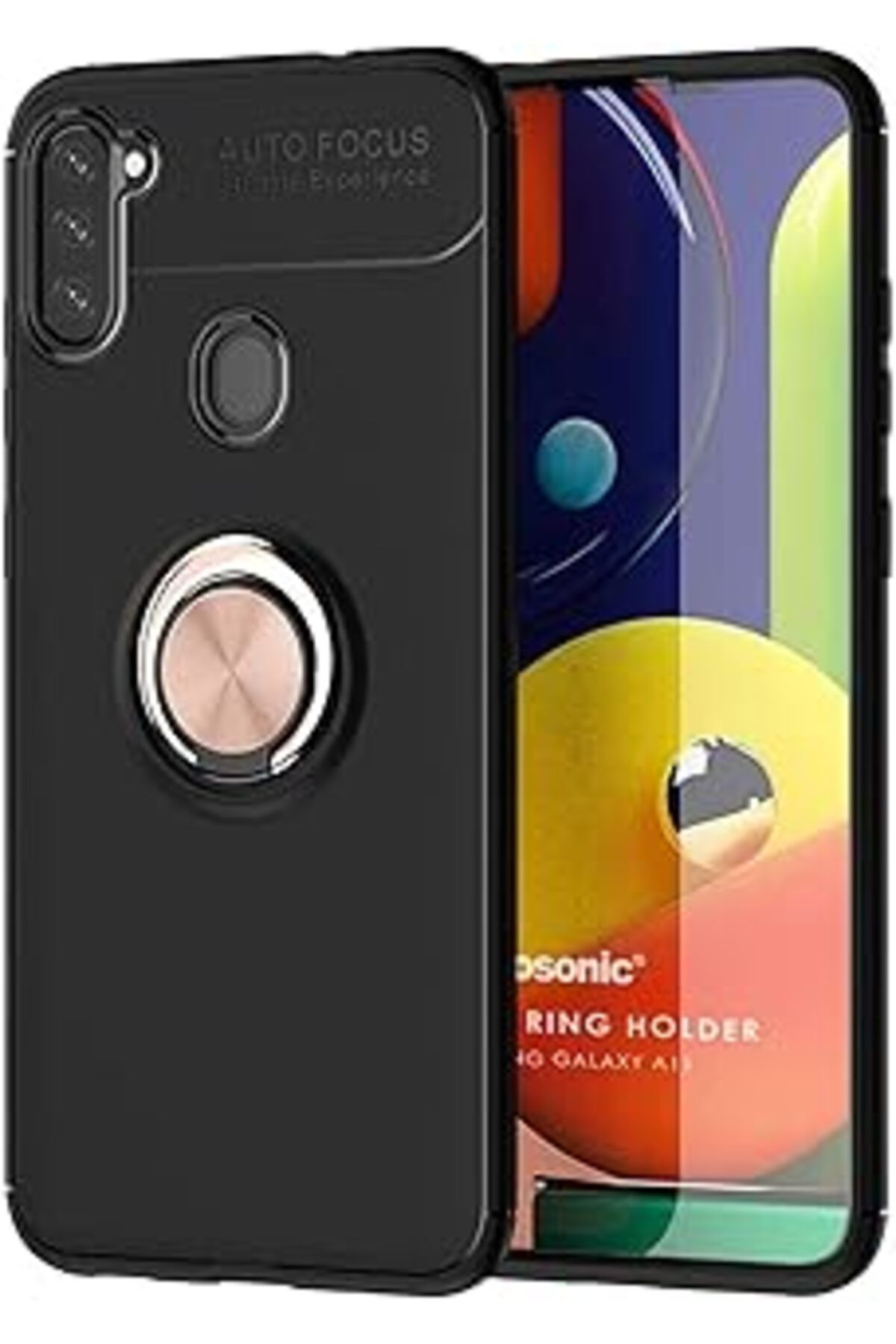Karachil Microsonic Samsung Galaxy A11 Için Kılıf Kickstand Ring Holder Siyah Rose [Galaxy A11 Ile Uyumlu Kı