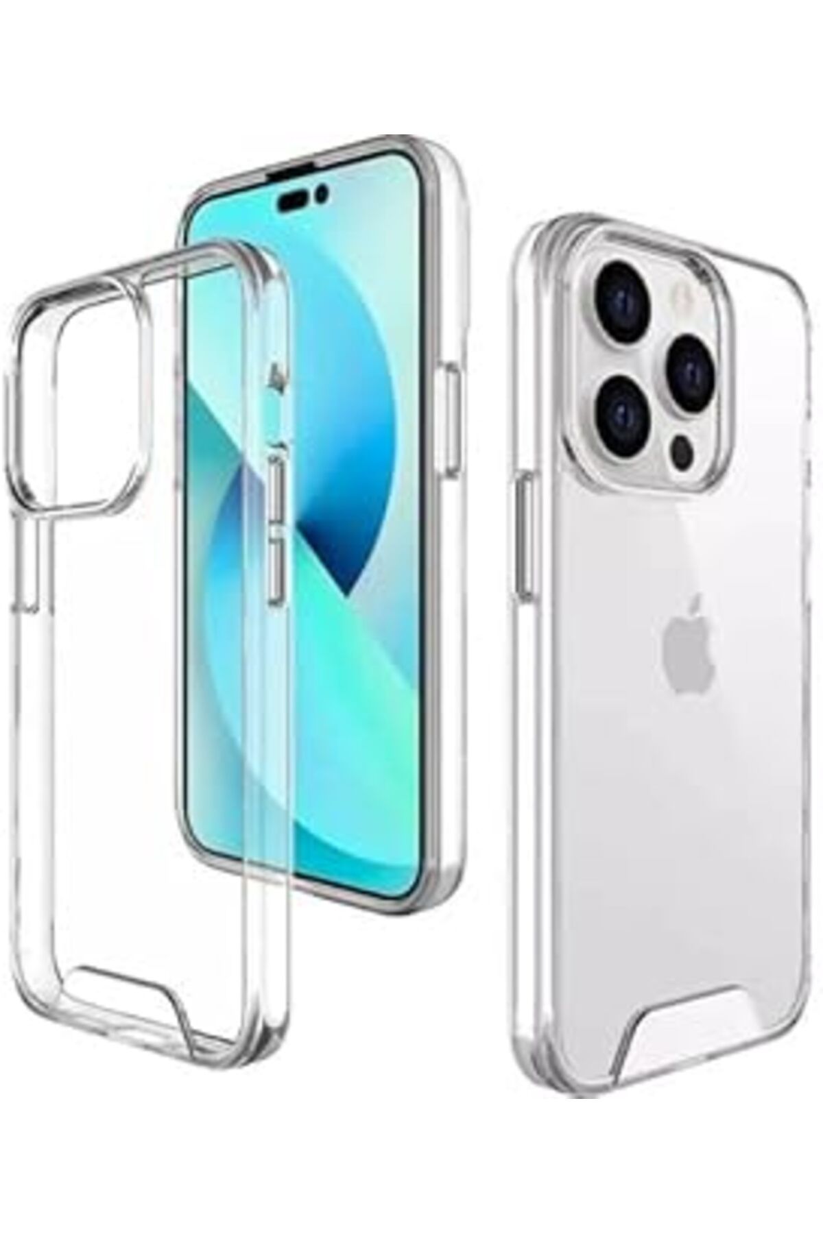 Pazarcan Happy Trend Iphone 14 Pro Uyumlu Space Hybrid Şeffaf Kılıf Crystal Clear Yüksek Kalite Arka Şeffaf