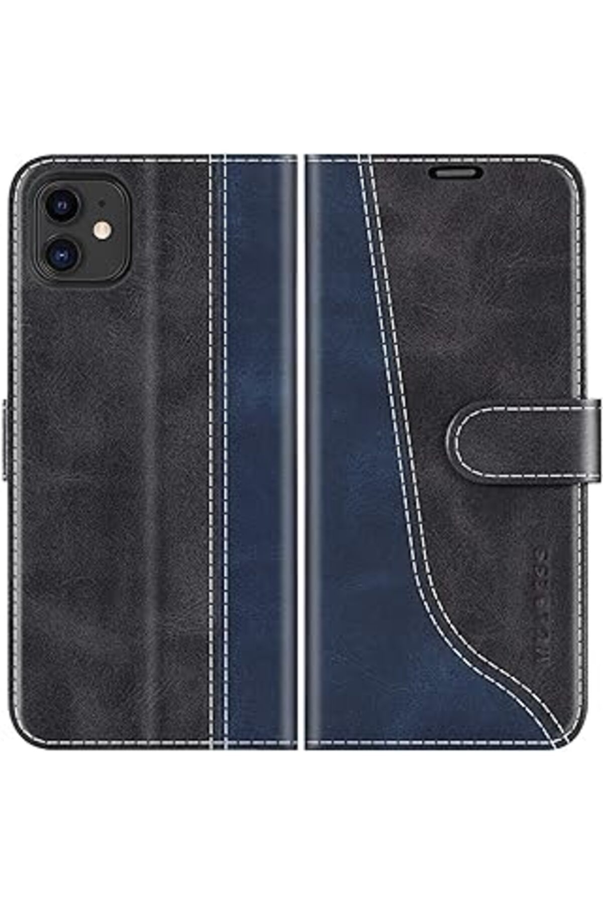 Qedii Mulbess Iphone 11 Kılıfı, Kapaklı Ve Cüzdan Kılıfları, Standlı Tasarım, Moda Siyah