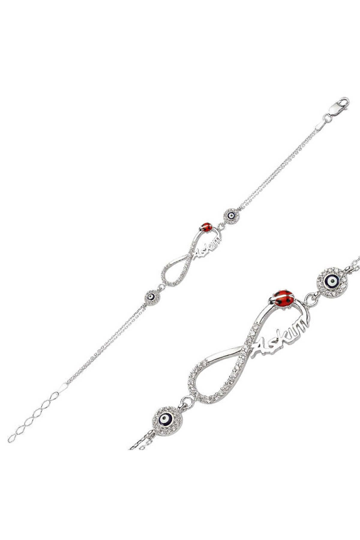 noip 925 Ayar Gümüş Nazarlı Sonsuzluk Aşkım Bileklik (BR0460129) (7474)