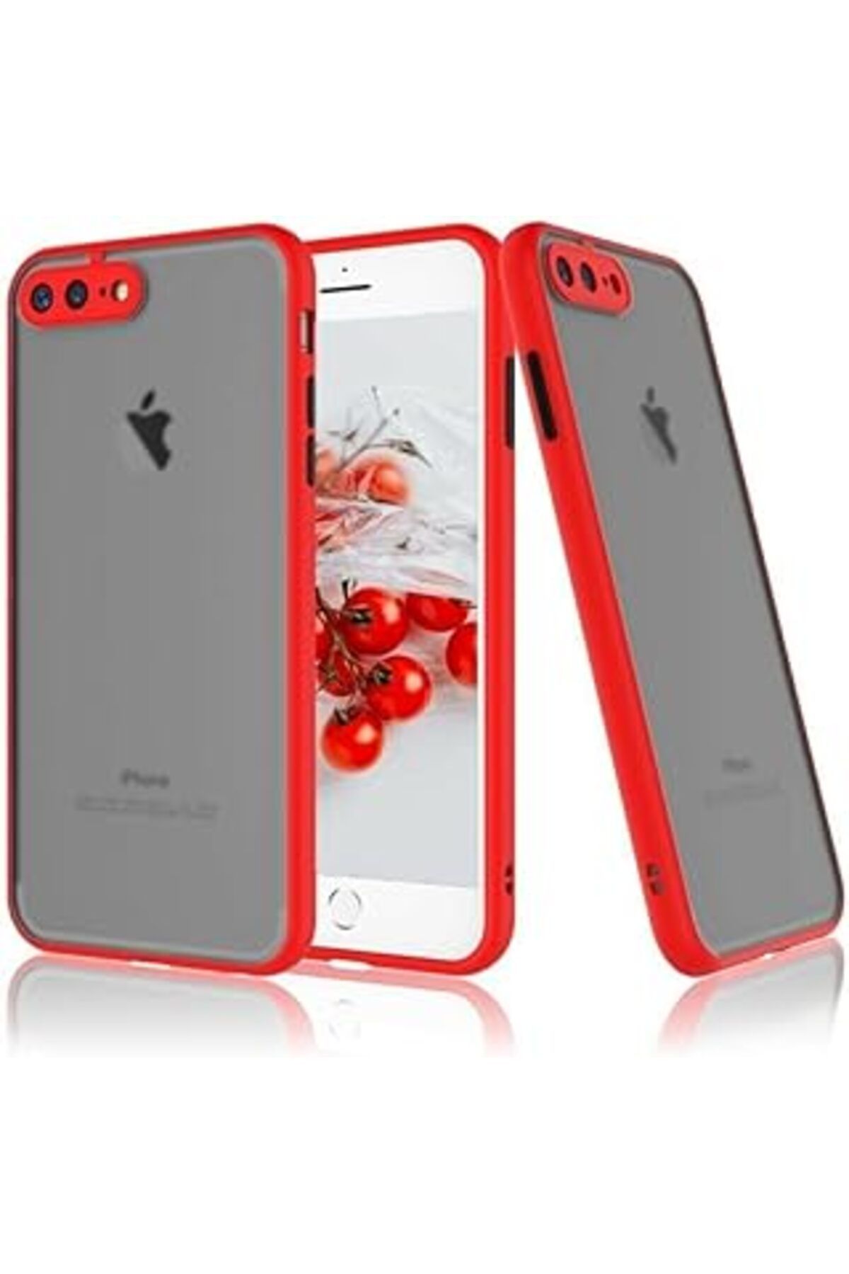 Pazarcan Ceptehayatvar Iphone 7 Plus 8 Plus Kılıf, Kamera Korumalı Arkası Buzlu Kılıf (Kırmızı)