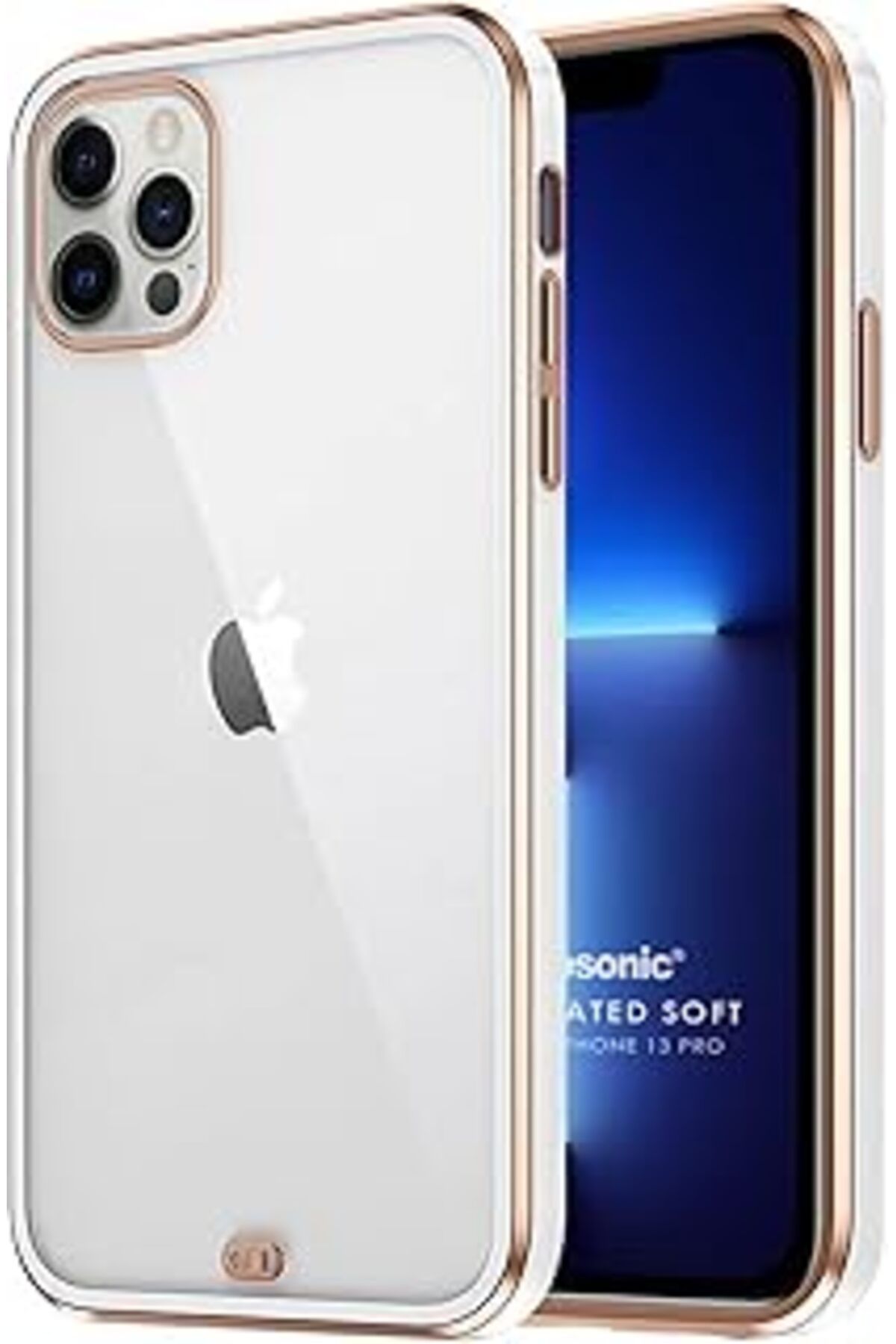 Pazarcan Microsonic Apple Iphone 13 Pro Için Kılıf Laser Plated Soft Beyaz [ıphone 13 Pro Ile Uyumlu Kılıf -