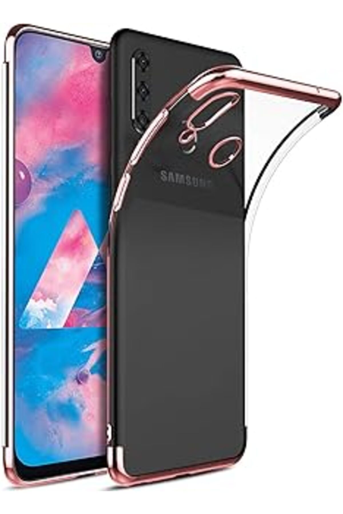 Pazarcan Microsonic Galaxy M30 Kılıf Skyfall Transparent Clear Rose Gold