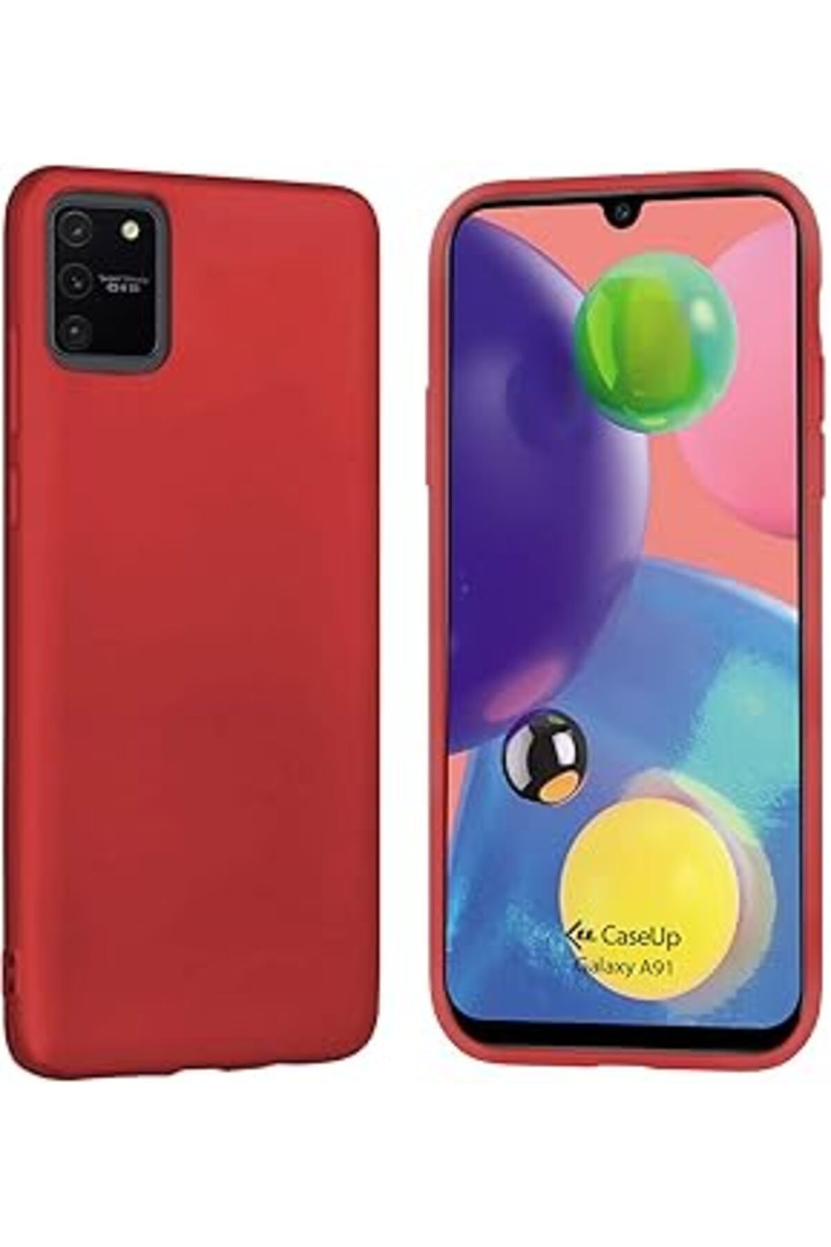 Pazarcan Caseup Galaxy A91 Uyumlu Kılıf, Caseup Matte Surface Kırmızı