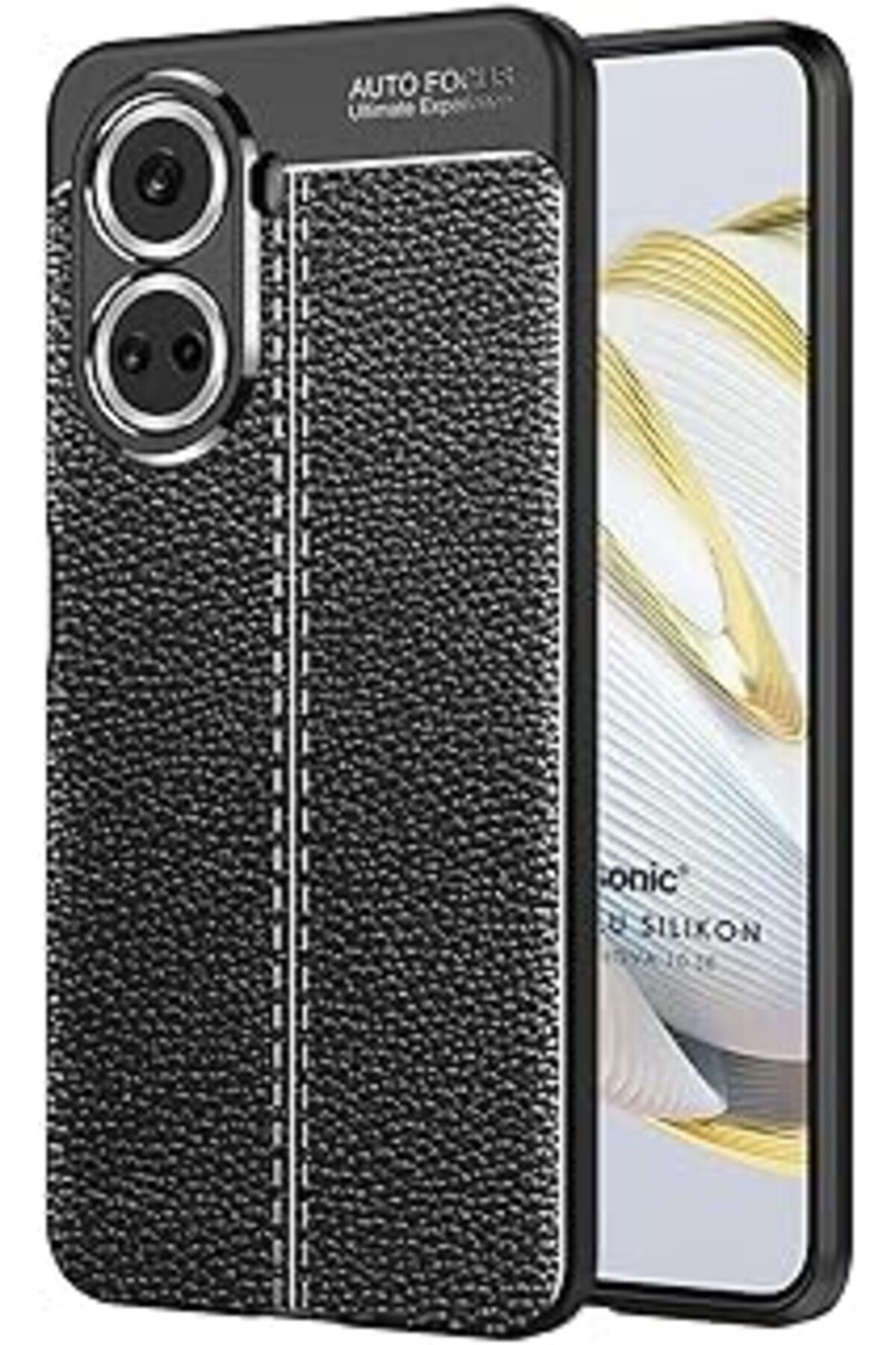 Qedii Microsonic Huawei Nova 10 Se Için Kılıf Deri Dokulu Silikon Siyah [Nova 10 Se Ile Uyumlu Kılıf - Si
