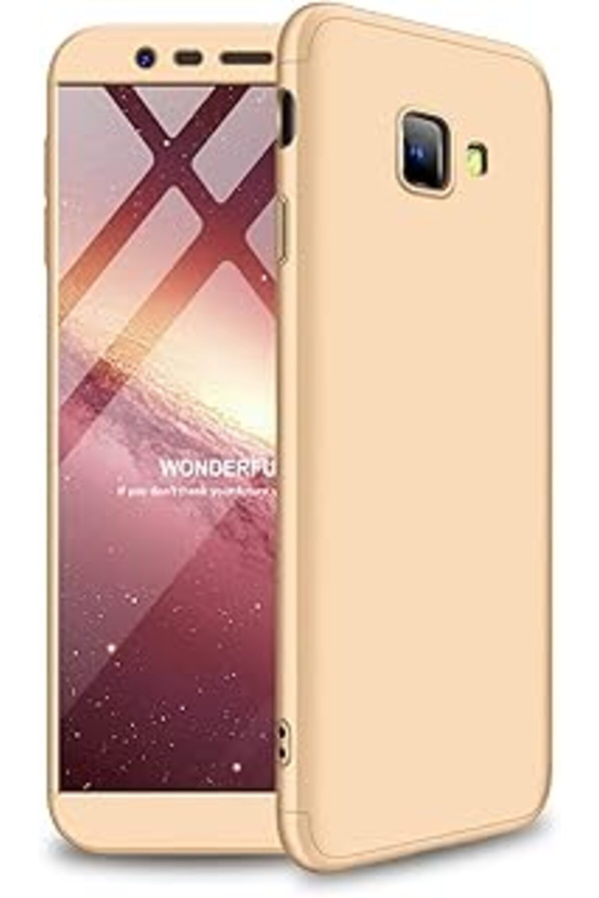 Karachil Microsonic Samsung Galaxy J4 Plus Için Kılıf Double Dip 360 Protective Gold [Galaxy J4 Plus Ile Uyu