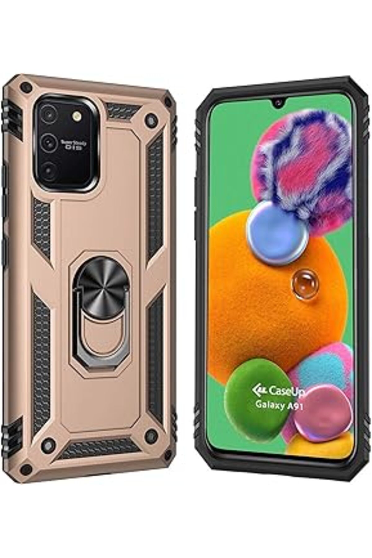 Pazarcan Caseup Galaxy A91, Caseup Magnetic Ring Uyumlu Kılıf Gold