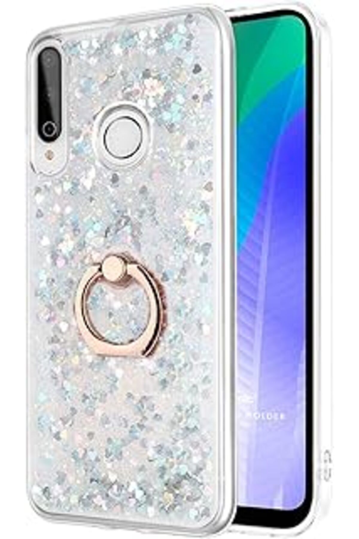 Pazarcan Microsonic Huawei Y6P Kılıf Glitter Liquid Gümüş [Y6P Ile Uyumlu Kılıf - Gümüş]
