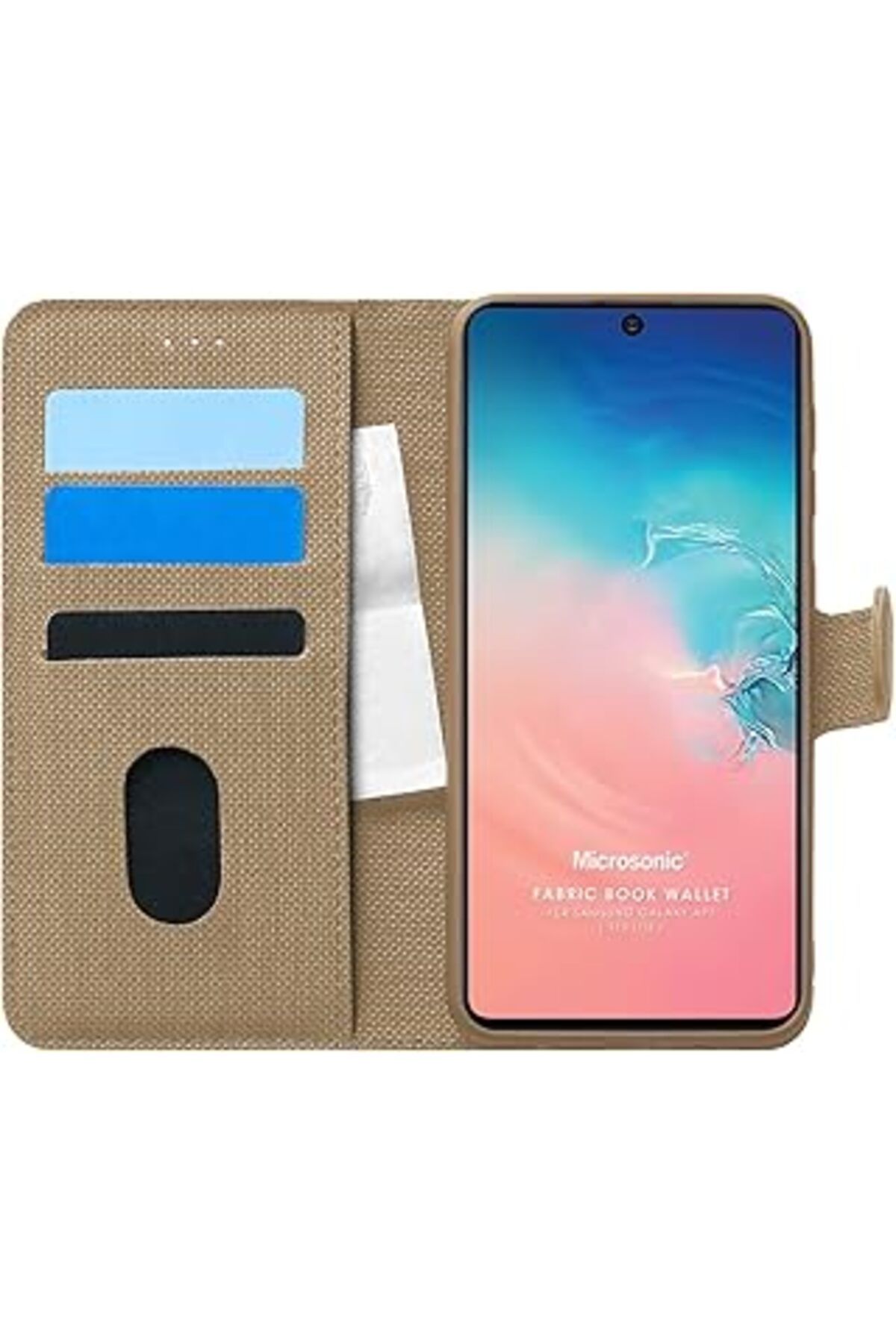 Pazarcan Microsonic Samsung Galaxy S10 Lite Için Kılıf Fabric Book Wallet Gold [galaxy S10 Lite Ile Uyumlu K