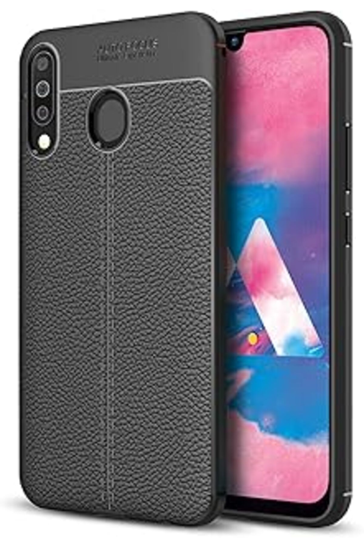 Pazarcan Microsonic Samsung Galaxy M30 Için Kılıf Deri Dokulu Silikon Siyah [galaxy M30 Ile Uyumlu Kılıf - S
