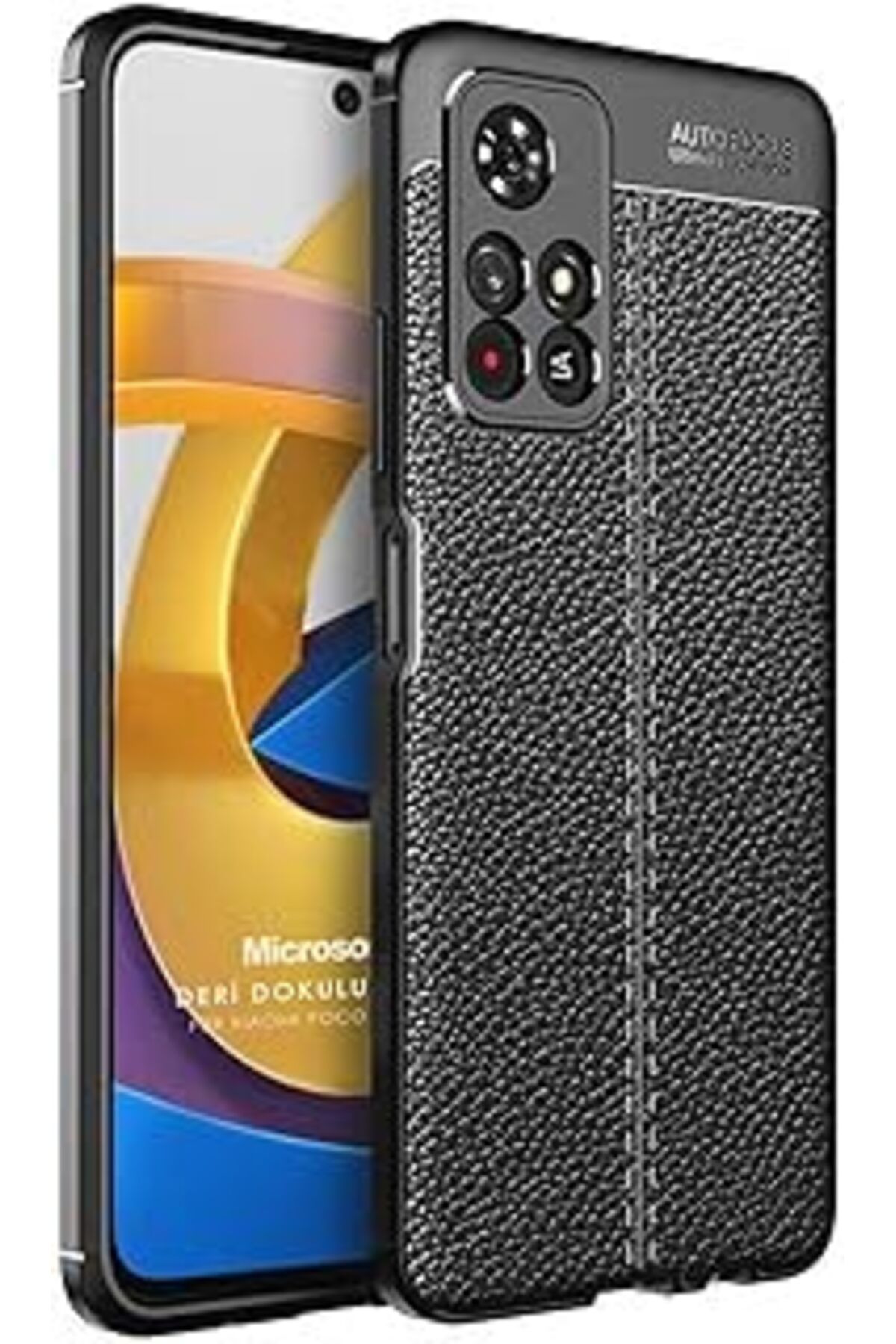 Pazarcan Microsonic Poco M4 Pro Kılıf Deri Dokulu Silikon Siyah [Poco M4 Pro Ile Uyumlu Kılıf - Siyah]