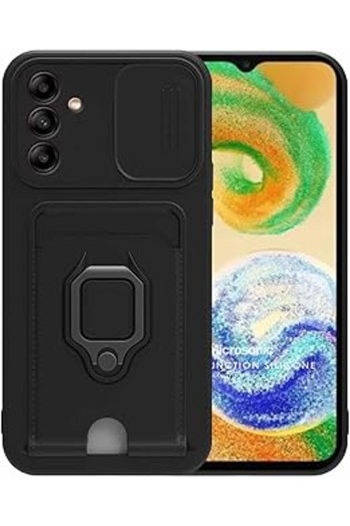 Pazarcan Microsonic Galaxy A04S Kılıf Multifunction Silicone Siyah [Galaxy A04S Ile Uyumlu Kılıf - Siyah]