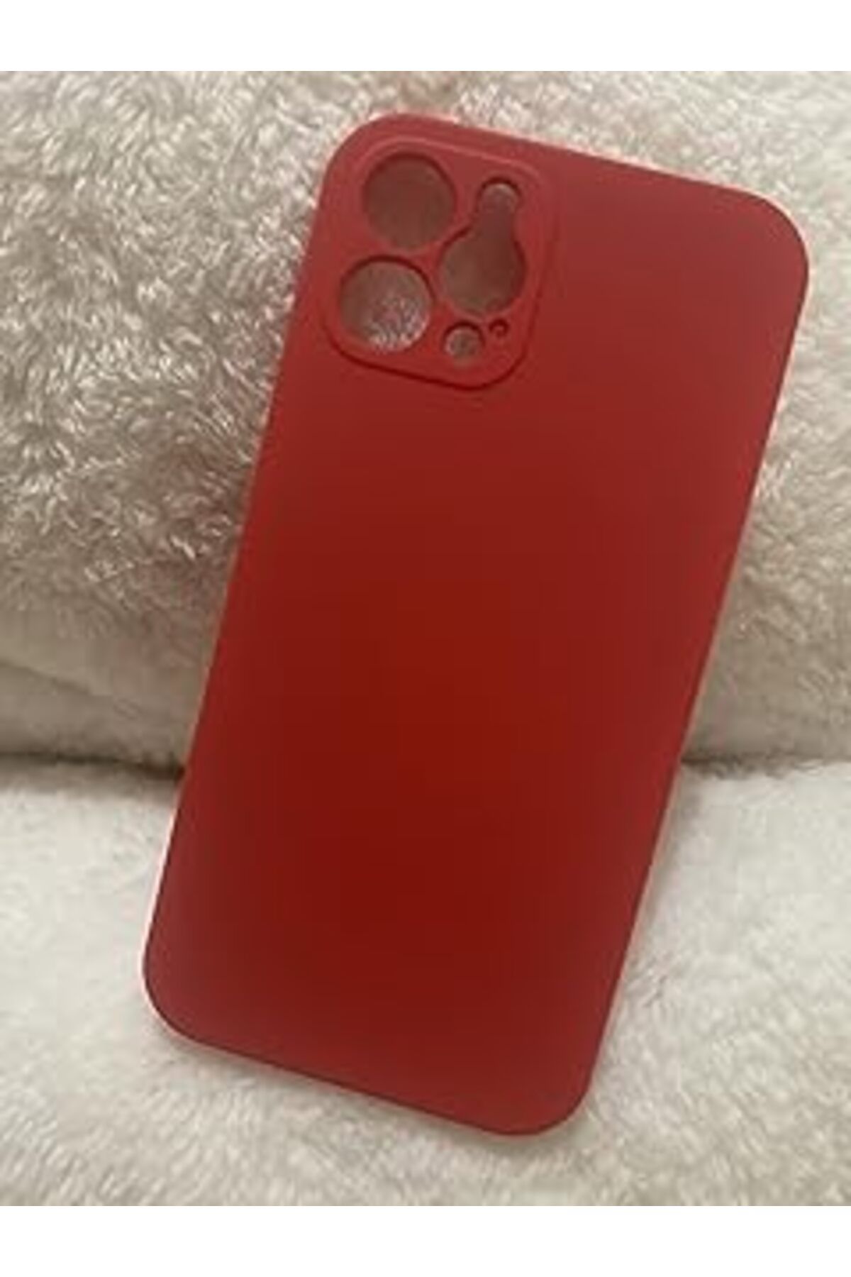 Pazarcan Tia Aks Iphone 12 6.1 Uyumlu Içi Yumuşak Kadife Dokulu Lansman Silikon Kılıf Kırmızı