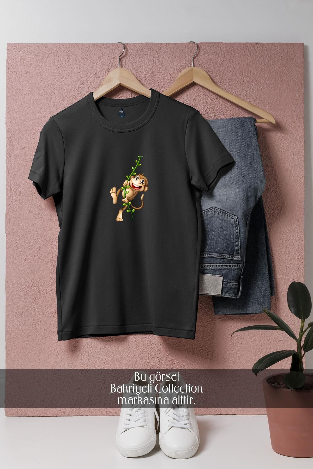 Bahriyeli Collection Oversize Hnaging Monkey Cartoon Tasarımlı Unisex T-Shirt