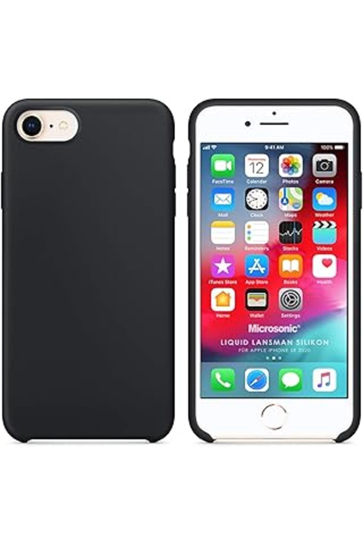 Pazarcan Microsonic Iphone Se 2020 Kılıf Liquid Lansman Silikon Siyah [Iphone Se 2020 Ile Uyumlu Kılıf - Siy