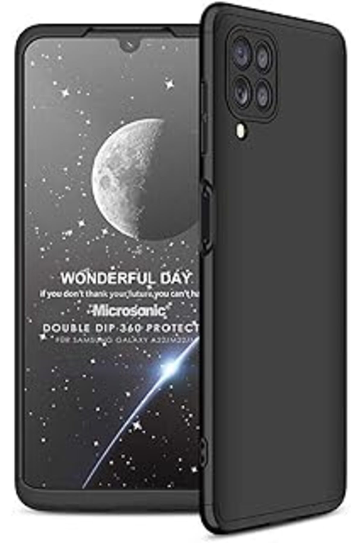 Pazarcan Microsonic Galaxy A22 Kılıf Double Dip 360 Protective Siyah [Galaxy A22 4G Ile Uyumlu Kılıf - Siyah