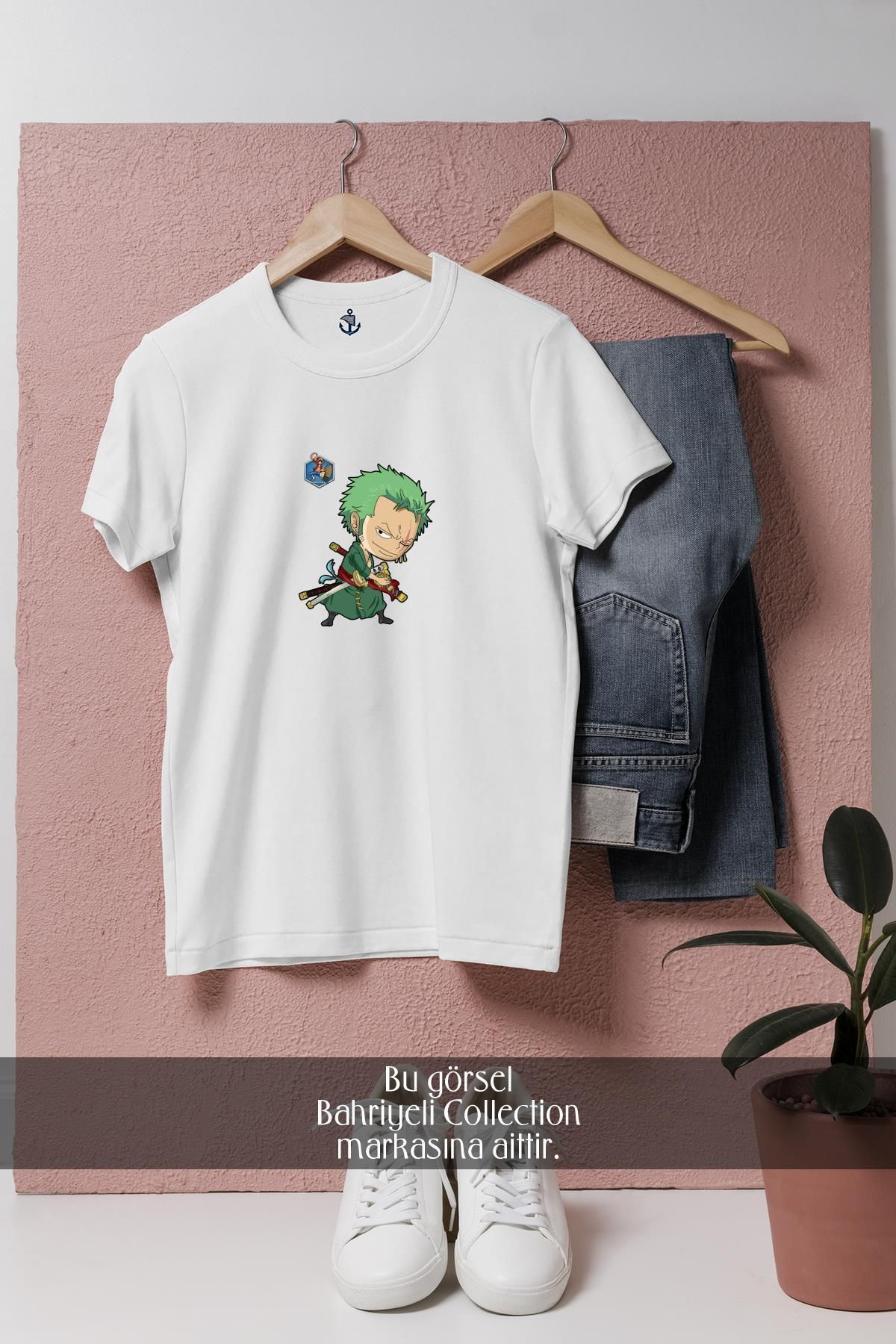Bahriyeli Collection Oversize Green-Haired One Piece Character Caricature Tasarımlı Unisex T-Shirt