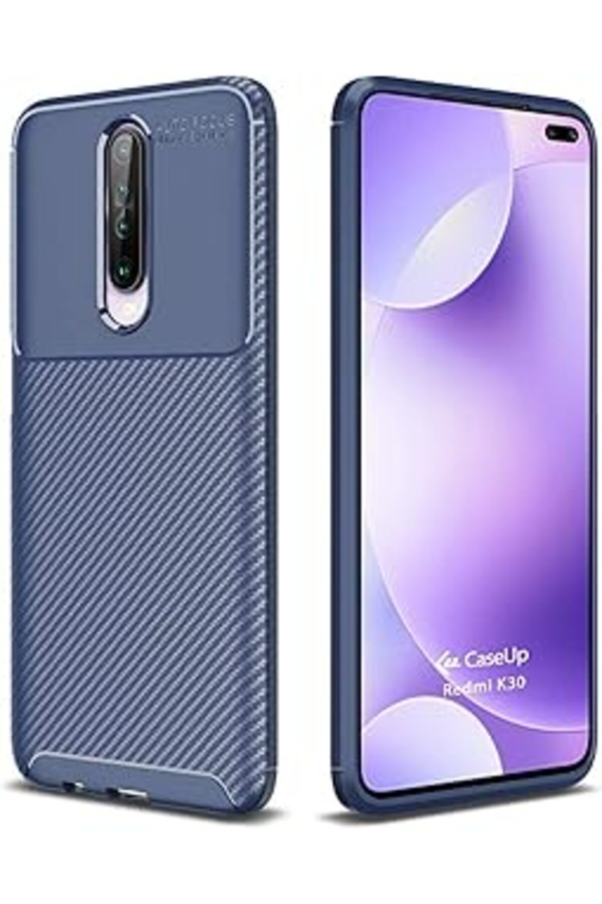 Pazarcan Caseup Redmi K30 Uyumlu Kılıf, Caseup Fiber Design Lacivert