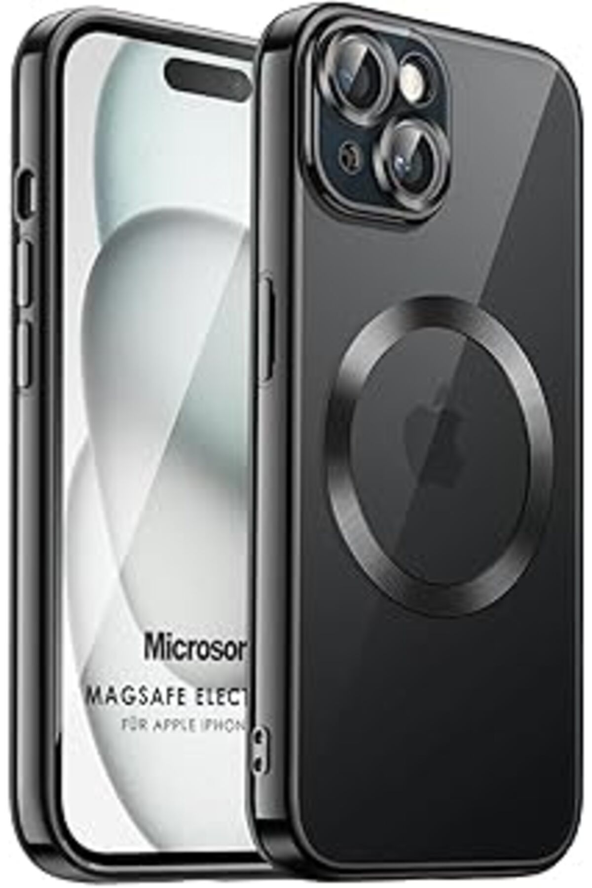 Pazarcan Microsonic Iphone 15 Kılıf Magsafe Luxury Electroplate [Iphone 15 Ile Uyumlu Kılıf - Siyah]