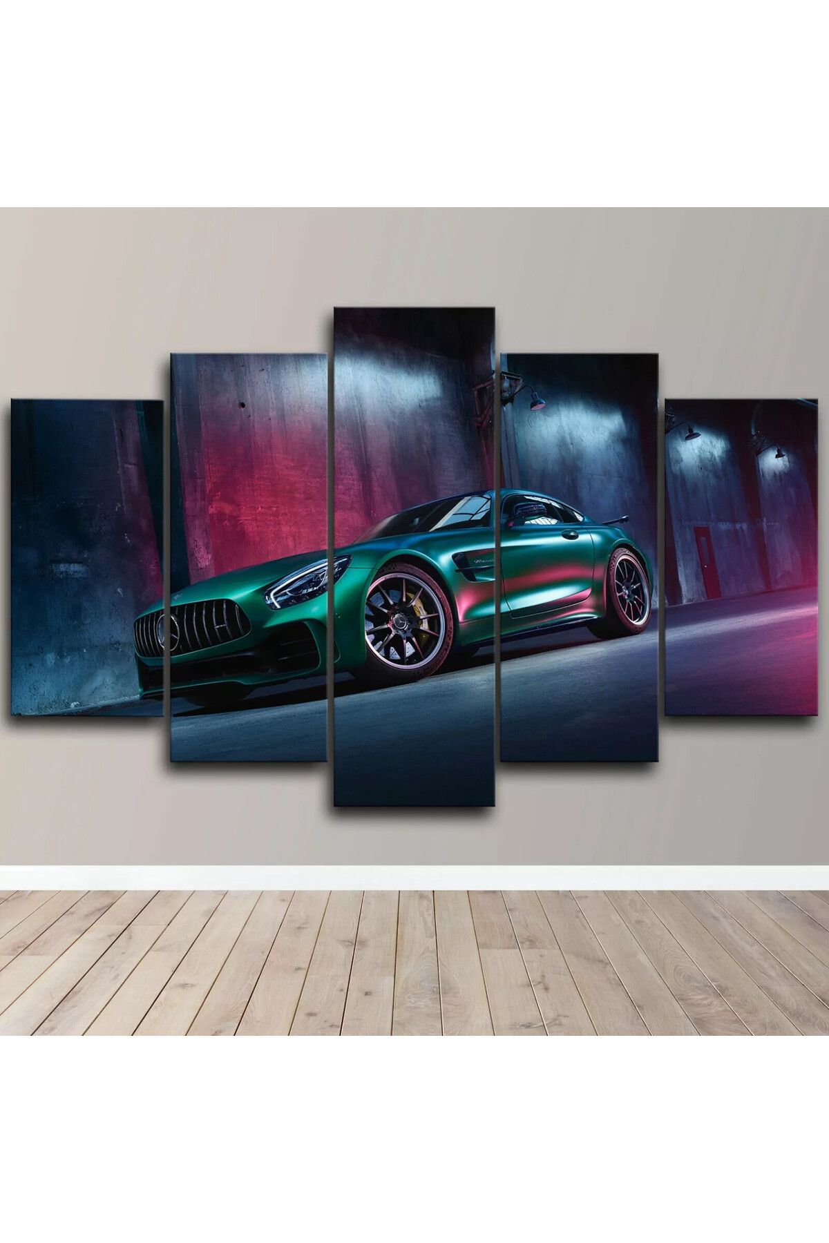 fabriflow exclusive Mercedes Araba Resmi Özel Tasarım 5li tablo dekoratif ev hediyesi