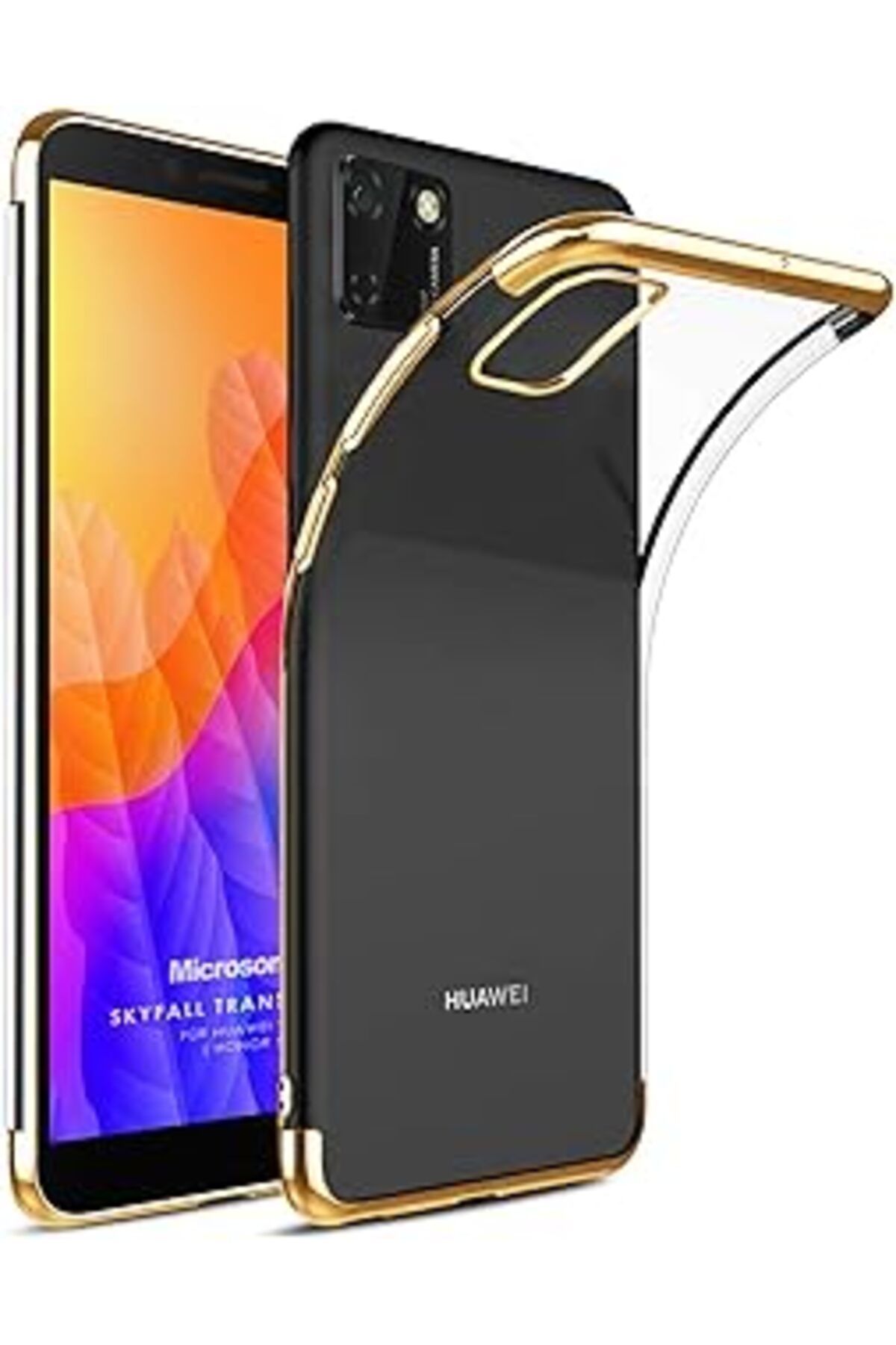 Pazarcan Microsonic Huawei Y5P Kılıf Skyfall Transparent Clear Gold