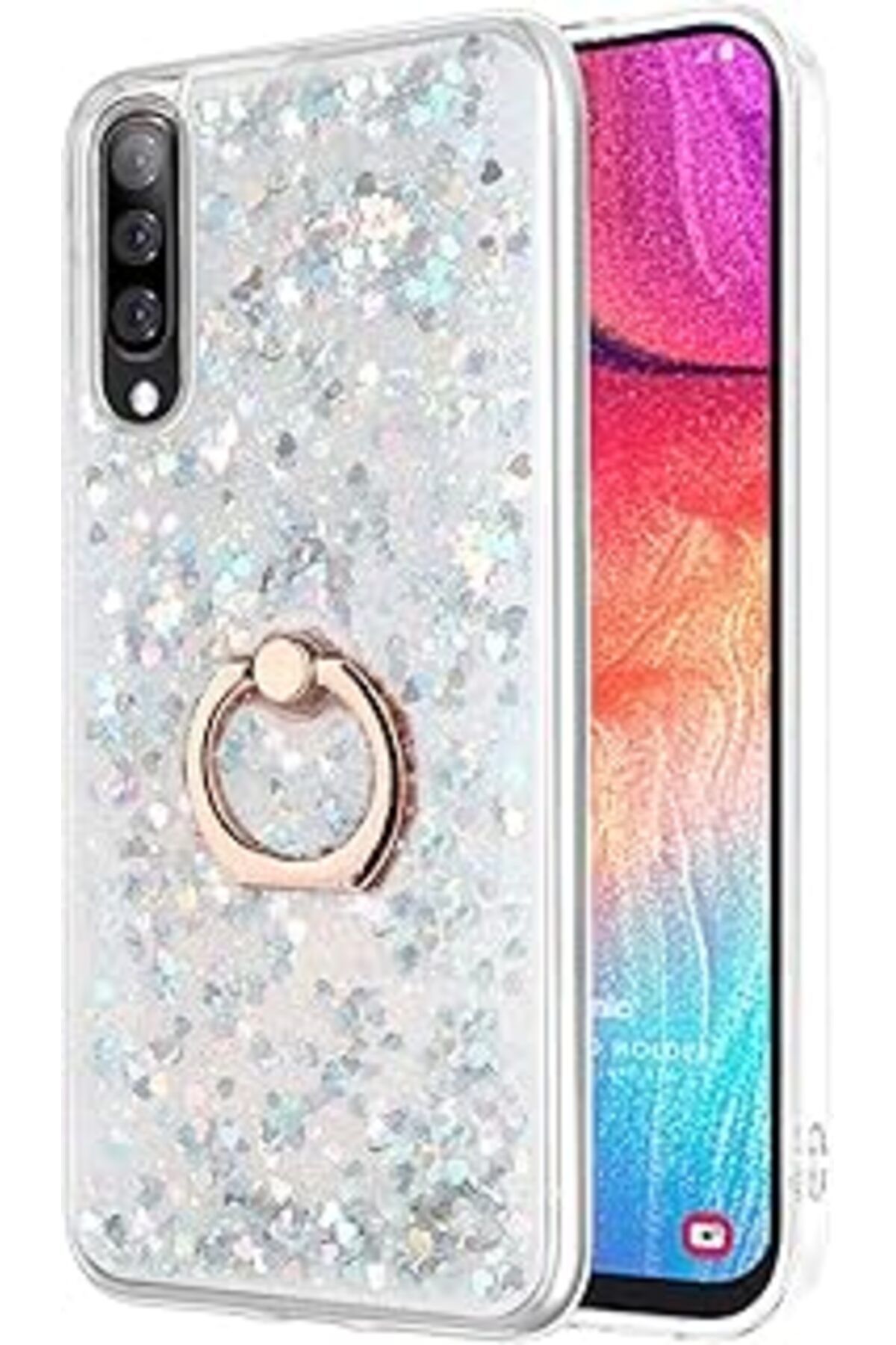 Pazarcan Microsonic Galaxy A30S Kılıf Glitter Liquid Gümüş [Galaxy A30S Ile Uyumlu Kılıf - Gümüş]