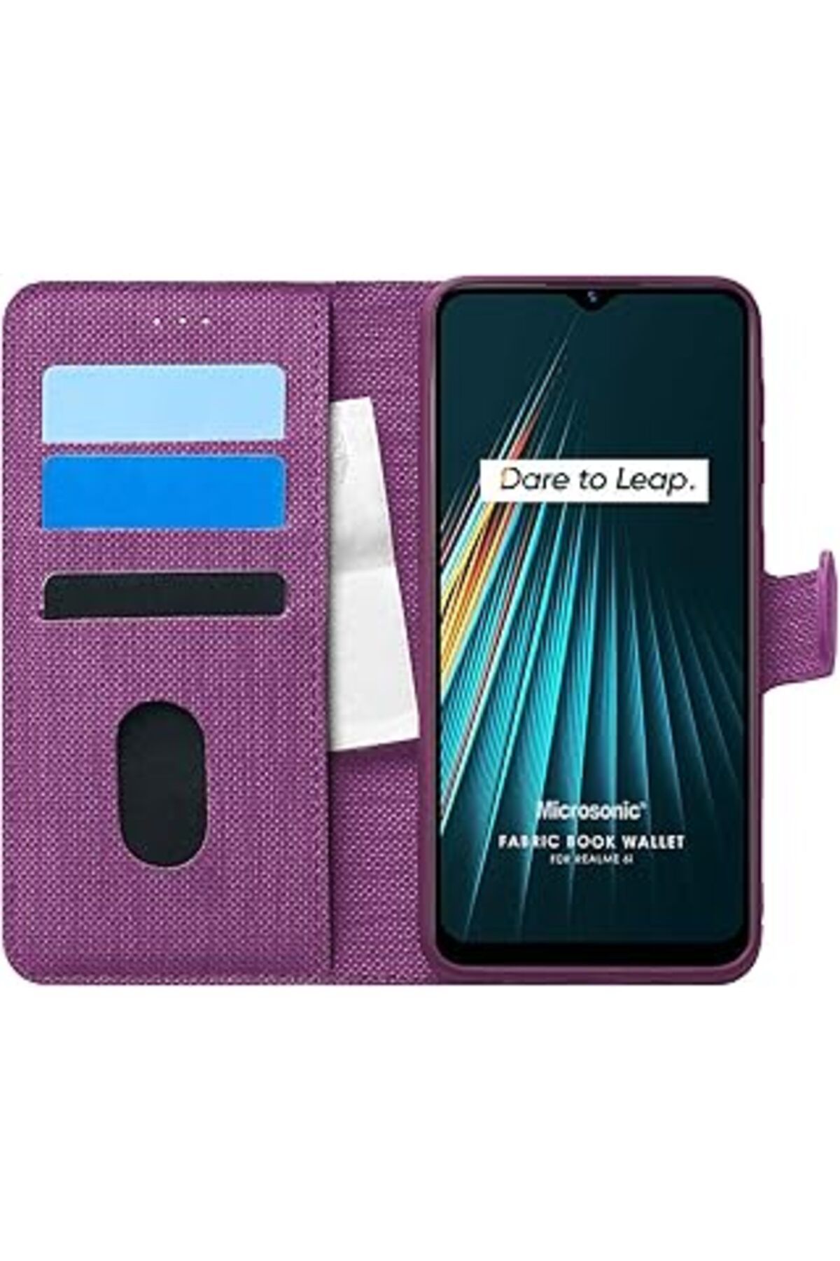 Qedii Microsonic Realme 6I Kılıf Fabric Book Wallet Mor [Realme 6I Ile Uyumlu Kılıf - Mor]