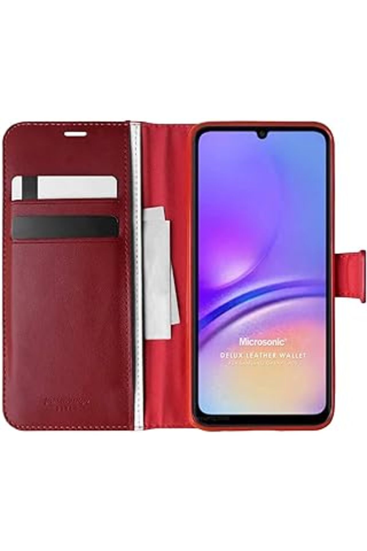 Qedii Microsonic Samsung Galaxy A05 Için Kılıf Delux Leather Wallet Kırmızı [galaxy A05 Ile Uyumlu Kılıf