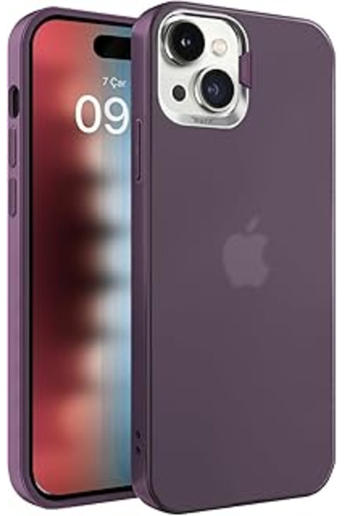 Pazarcan Buff Labs Iphone 15 Ile Uyumlu New Corner Kamera Kapaklı Standlı Kılıf (Mor)