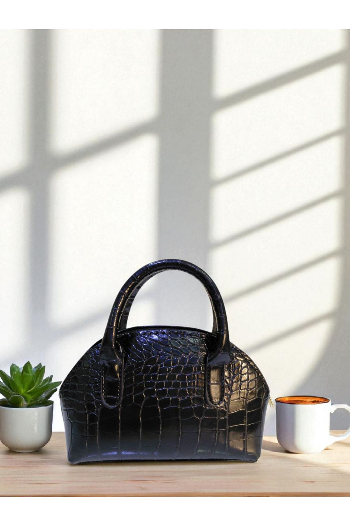 TUBAG SHOP DERİ KROKO DESENLİ MİNİ KADIN EL VE OMUZ ÇANTASI