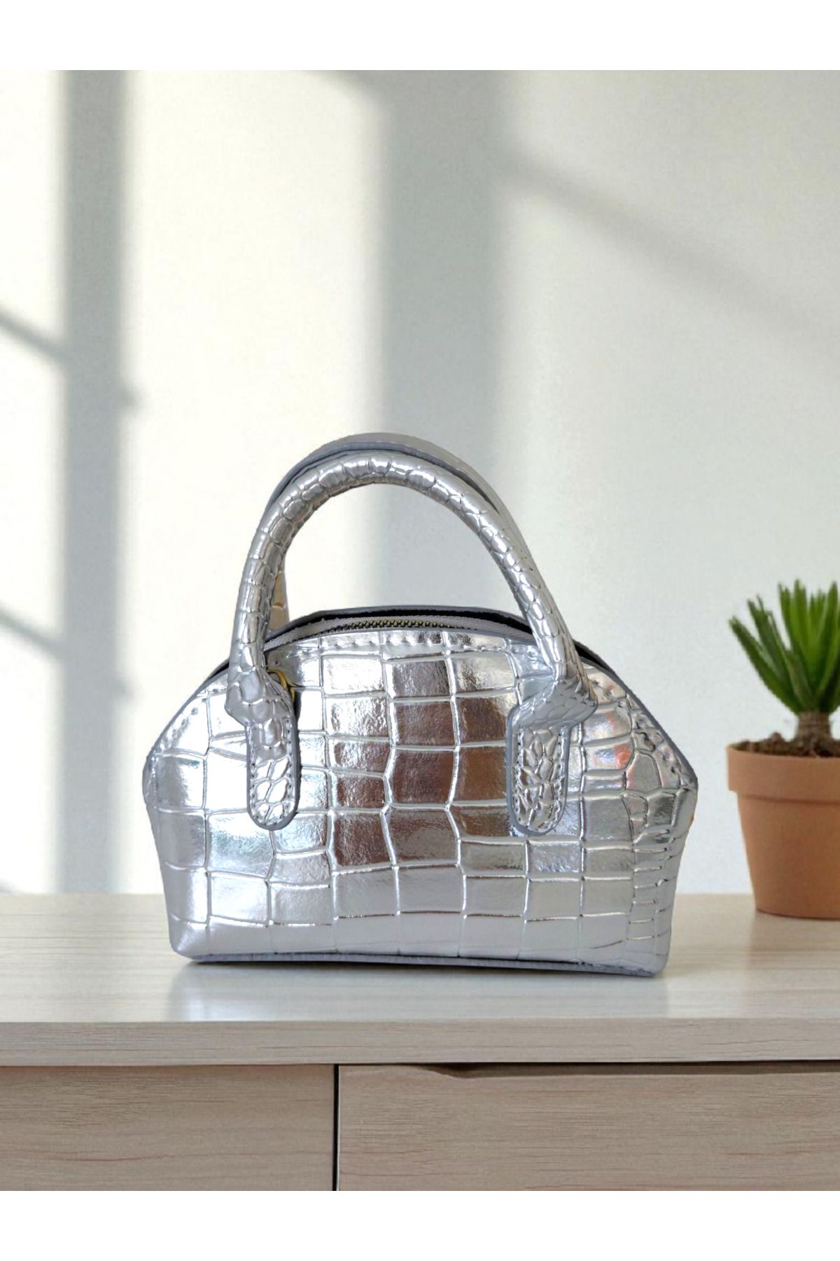 TUBAG SHOP DERİ KROKO DESENLİ MİNİ KADIN EL VE OMUZ ÇANTASI