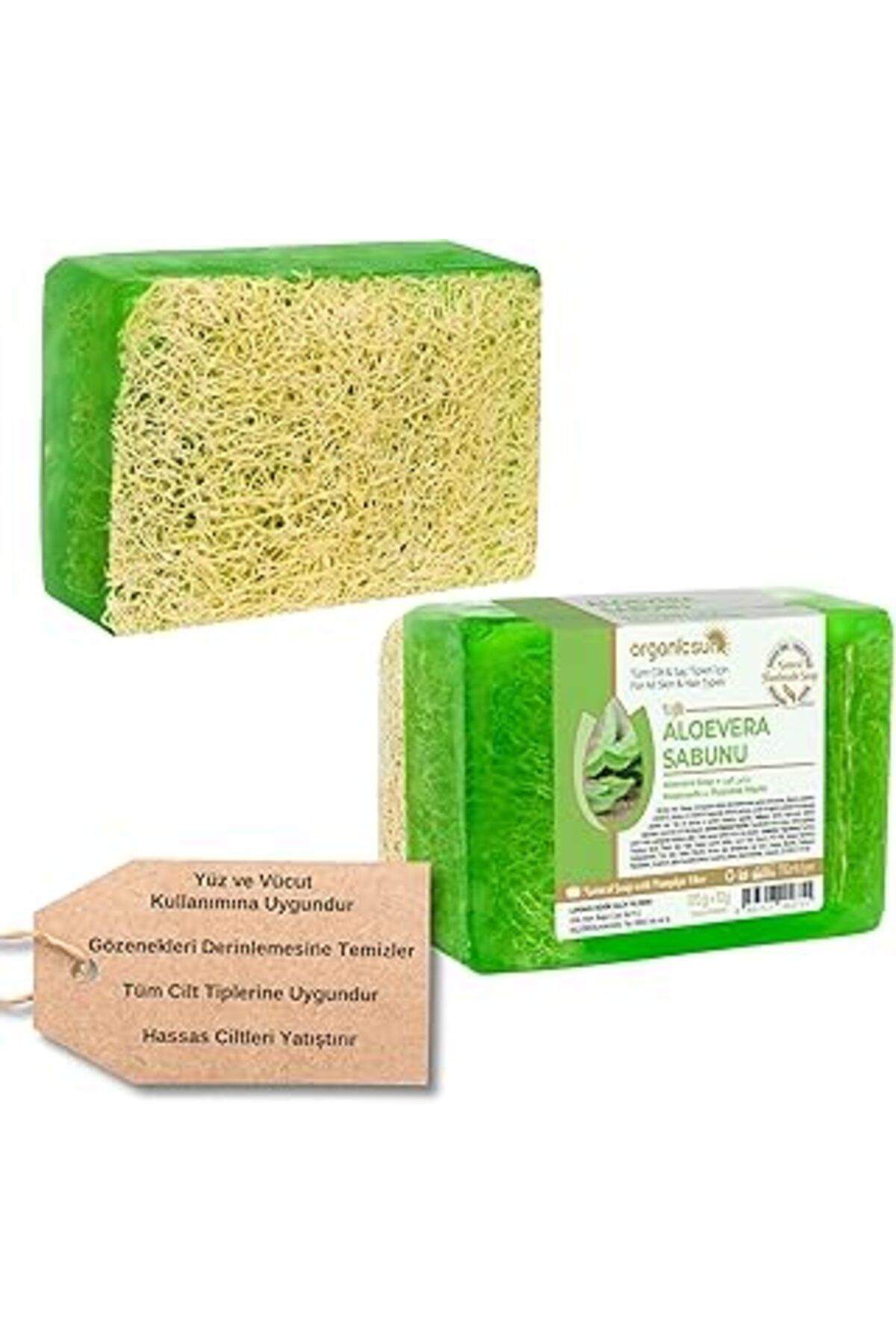 Karachil Organicsun Doğal Kabak Lifli Aloe Vera Sabunu 120 Gr Tüm Cilt Tipleri İçin B Ve E Vitaminli