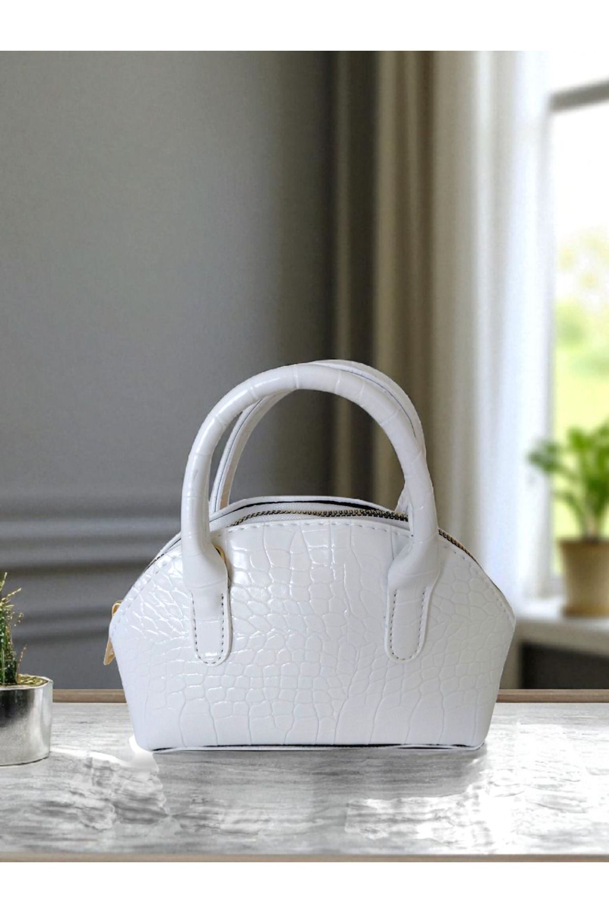 TUBAG SHOP DERİ KROKO DESENLİ MİNİ KADIN EL VE OMUZ ÇANTASI